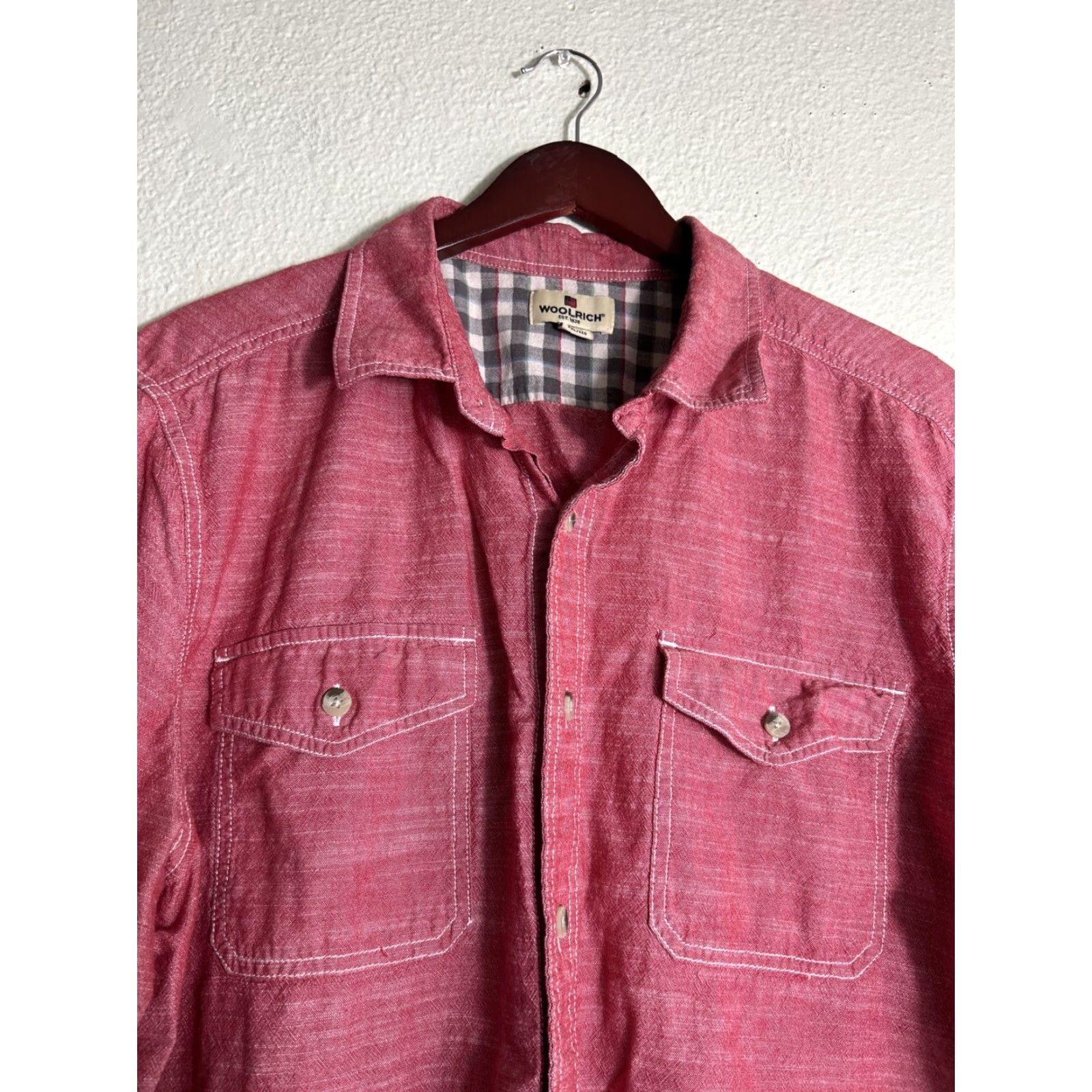 Vintage Woolrich Shirt Men 2XL Red Cotton Button-Up Short Sleeve Mens XXL Button-Up Shirt Size US XXL / EU 58 / 5 - 3 Thumbnail