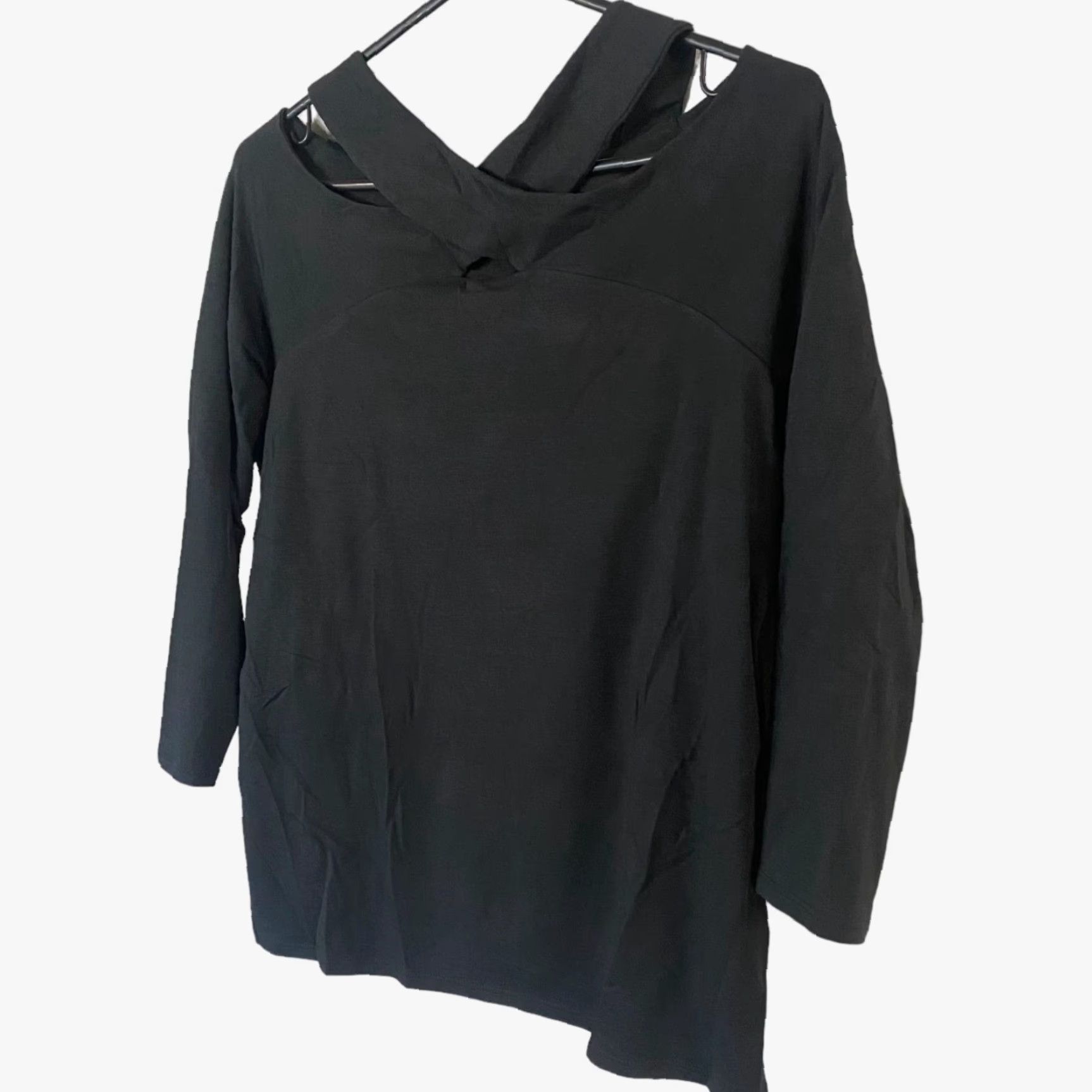 Soft Surroundings VINTAGE Soft Surrounding Cottonwood Top Womens Large Black 3/4 Sleeves Pullover Blouse Womens Large Black Criss-Cross Cotton Blend Stretch New Size L / US 10 / IT 46 - 2 Thumbnail