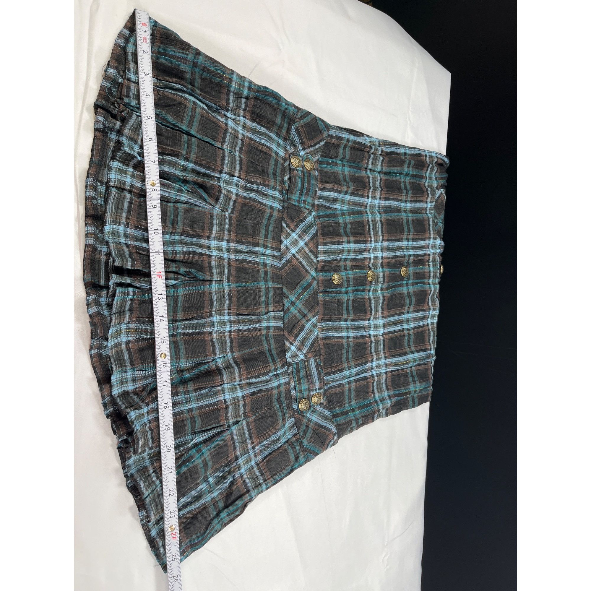 Designer Romeo And Juliet Couture SKU 7585 Plaid Button Up Shirt Dres Size L / US 10 / IT 46 - 9 Thumbnail