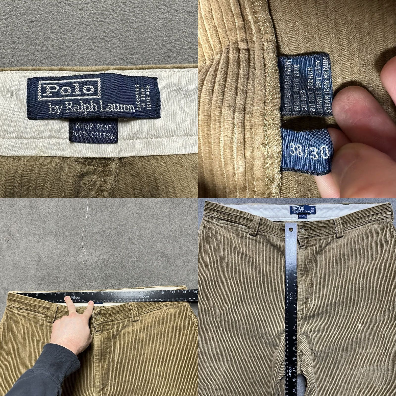 Polo Ralph Lauren Polo Ralph Lauren Pants Mens 38x30 (36x28) Philip Corduroy Pleated Tan Brown GUC Size US M / EU 48-50 / 2 - 8 Thumbnail
