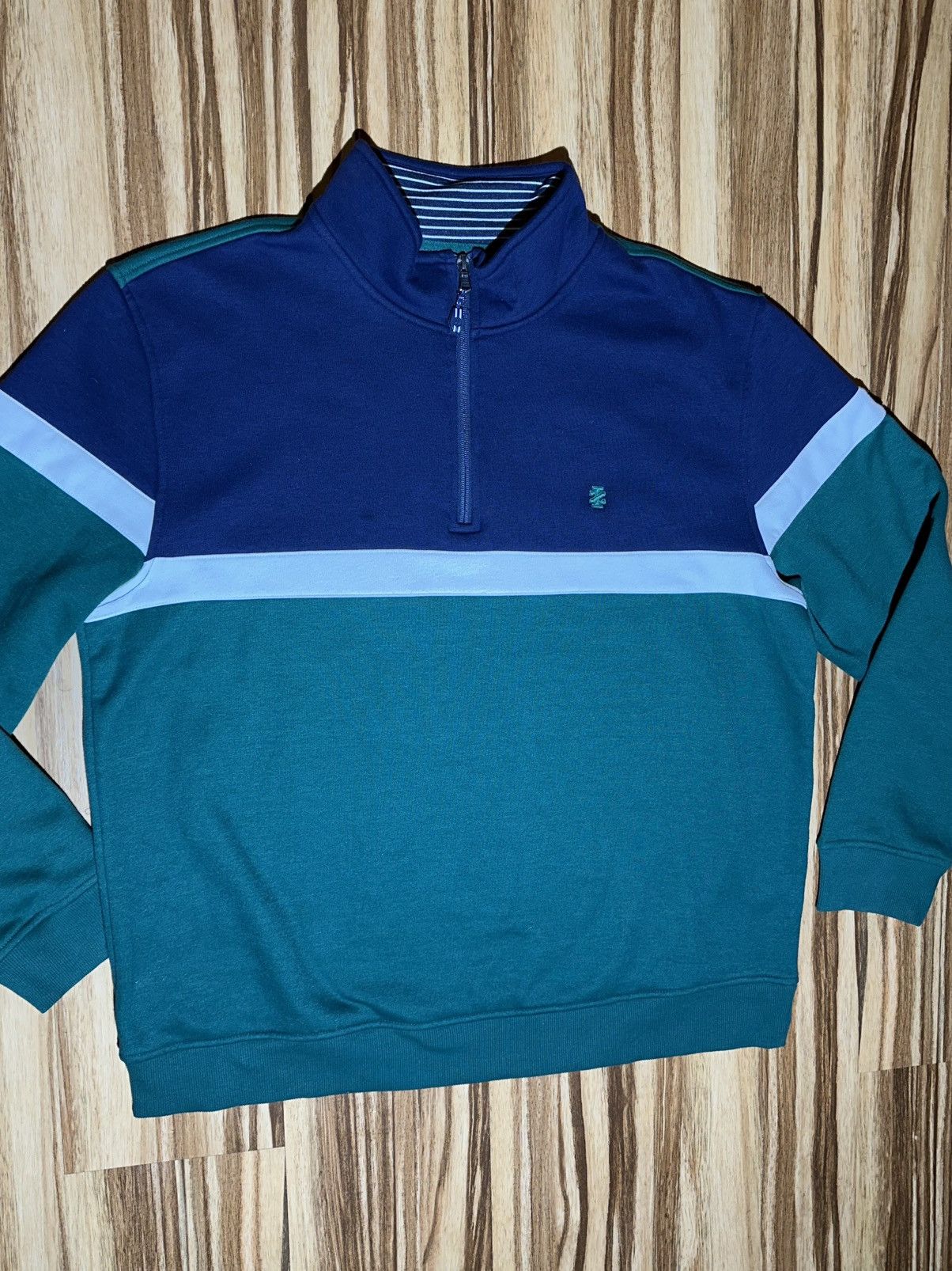 Izod Izod Men's Navy and Teal 1/4 Zip Up Sweater Size US XL / EU 56 / 4 - 3 Thumbnail