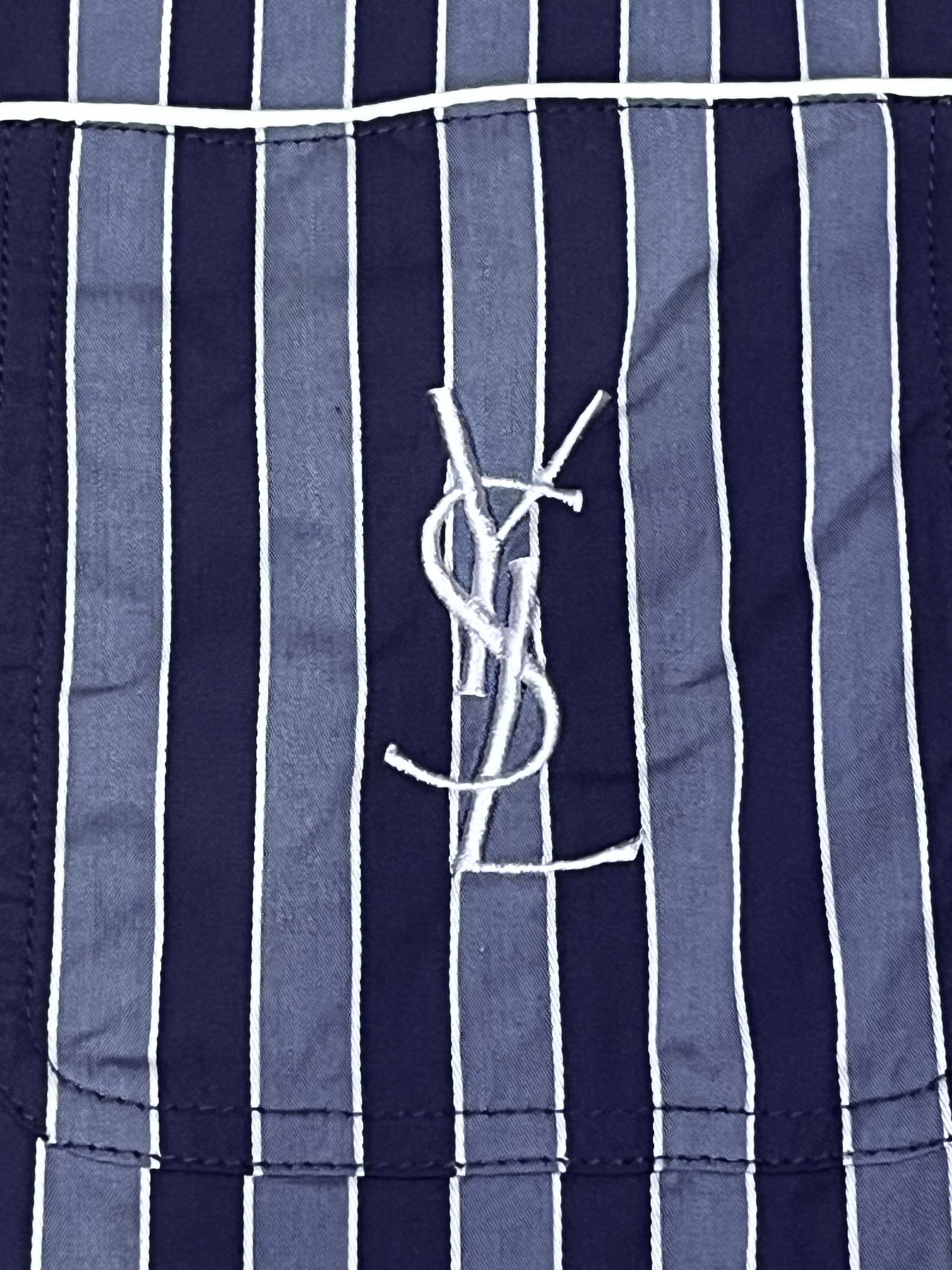 Yves Saint Laurent VERYRARE🔥Vintage YSL Stripe Pajama Set Big Logo Embroidery Size US M / EU 48-50 / 2 - 3 Thumbnail