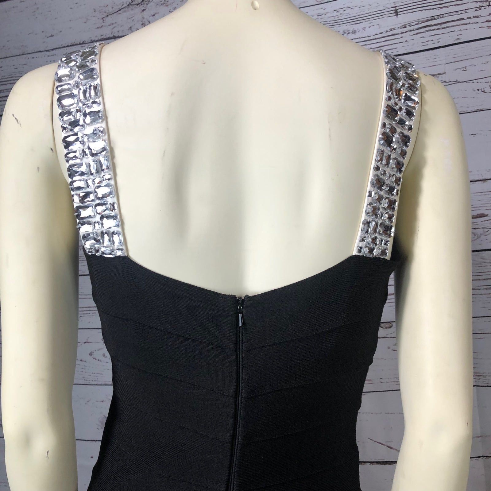 Other Carmen Marc Valvo Gemstones Metallic Black Bandage Dress s Size S / US 4 / IT 40 - 9 Thumbnail