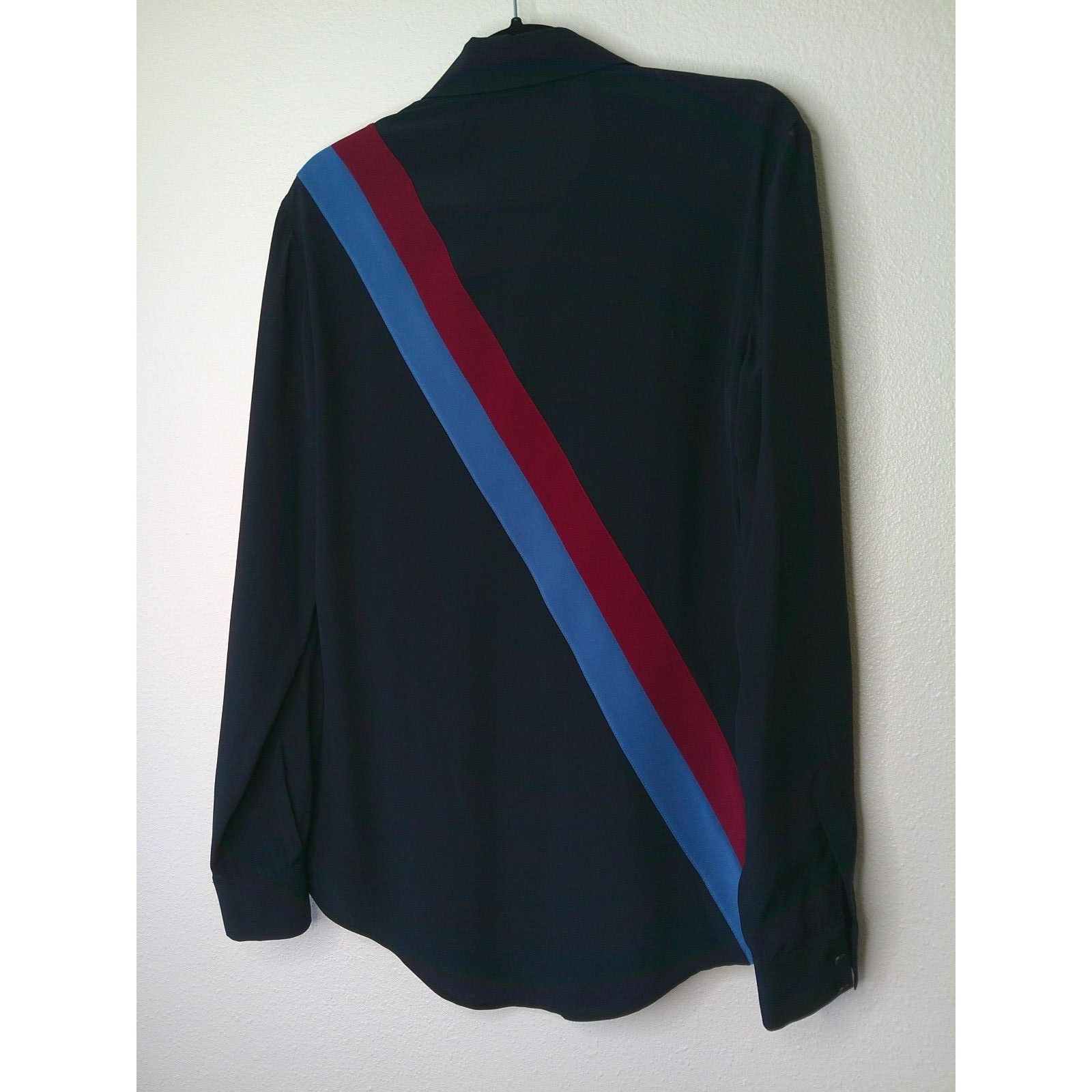 Stella McCartney Stella McCartney Silk Black Blue Red Stripe Button Blouse Size M / US 6-8 / IT 42-44 - 6 Thumbnail