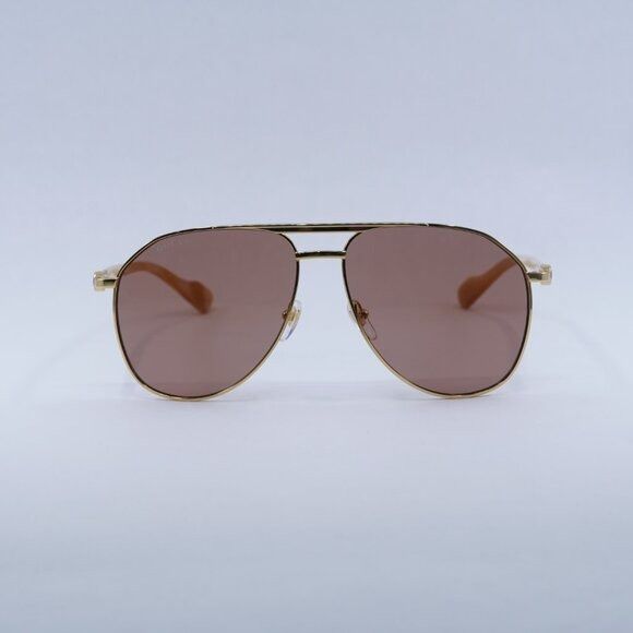 Gucci 🕶️ New Gucci GG1220S 003 Sunglasses - Gold Frame, Cognac Size ONE SIZE - 2 Thumbnail