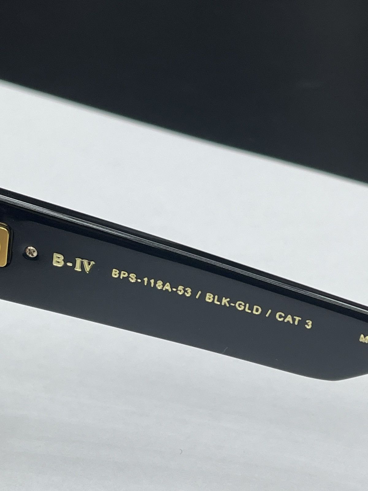 Balmain Balmain B-IV Black Square Unisex Sunglasses Black & Gold Size ONE SIZE - 6 Thumbnail