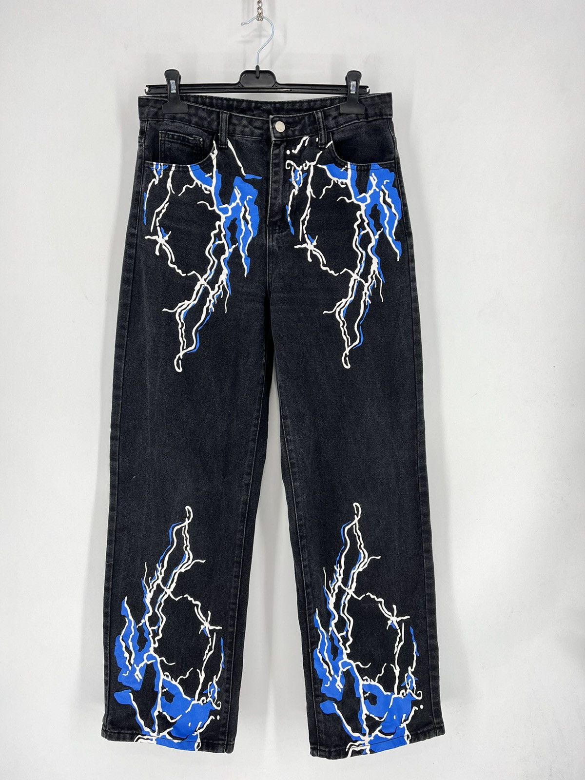 Vintage Vintage Lightning Print Tie Dye Men Straight Jeans Trousers Size US 30 / EU 46 - 1 Thumbnail