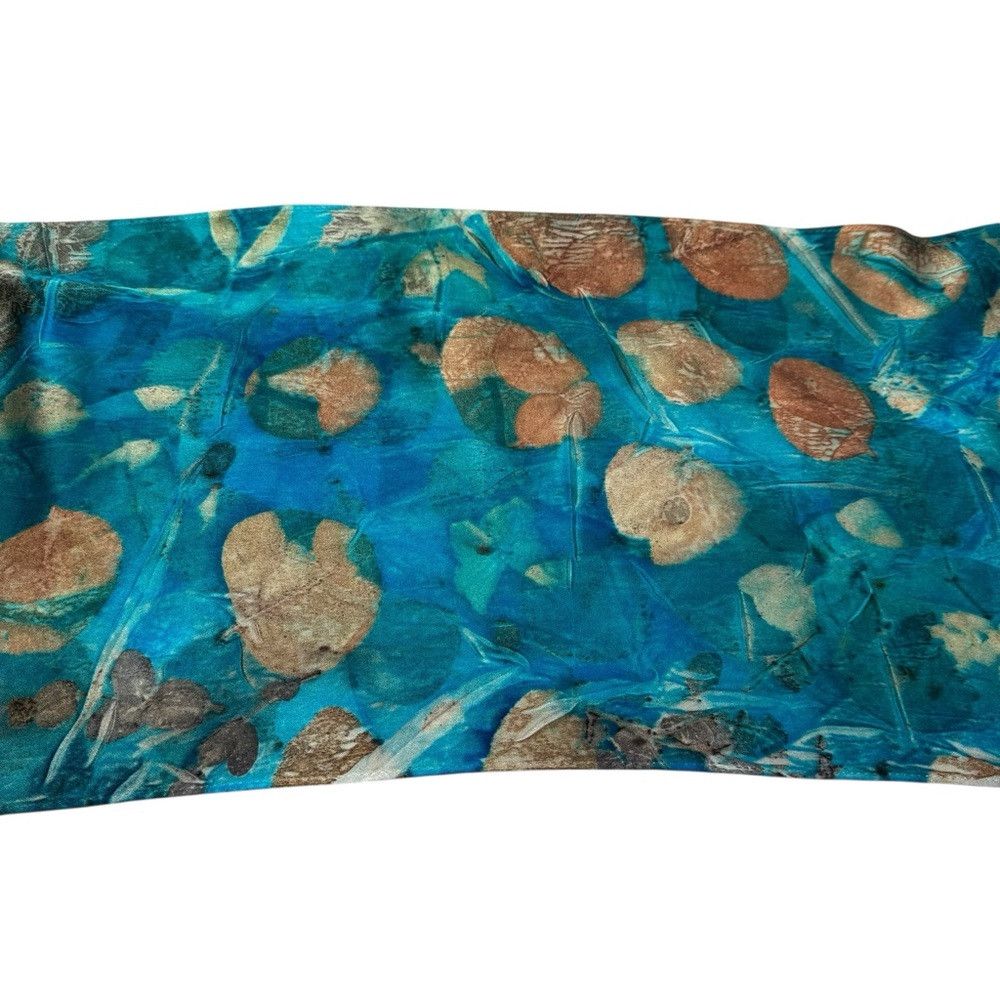 Other New 100% Silk Hand Dyed Leaves Ecoprint Rectangle Scarf 11' Size ONE SIZE - 7 Thumbnail