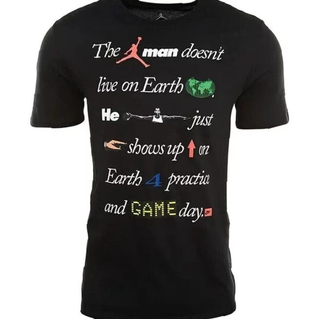 Jordan Brand Nike Jordan Men's T-Shirt - Greatest On Earth - Crew Neck Short Sleeve - Size L - Black - 2016 Release Size US L / EU 52-54 / 3 - 2 Thumbnail