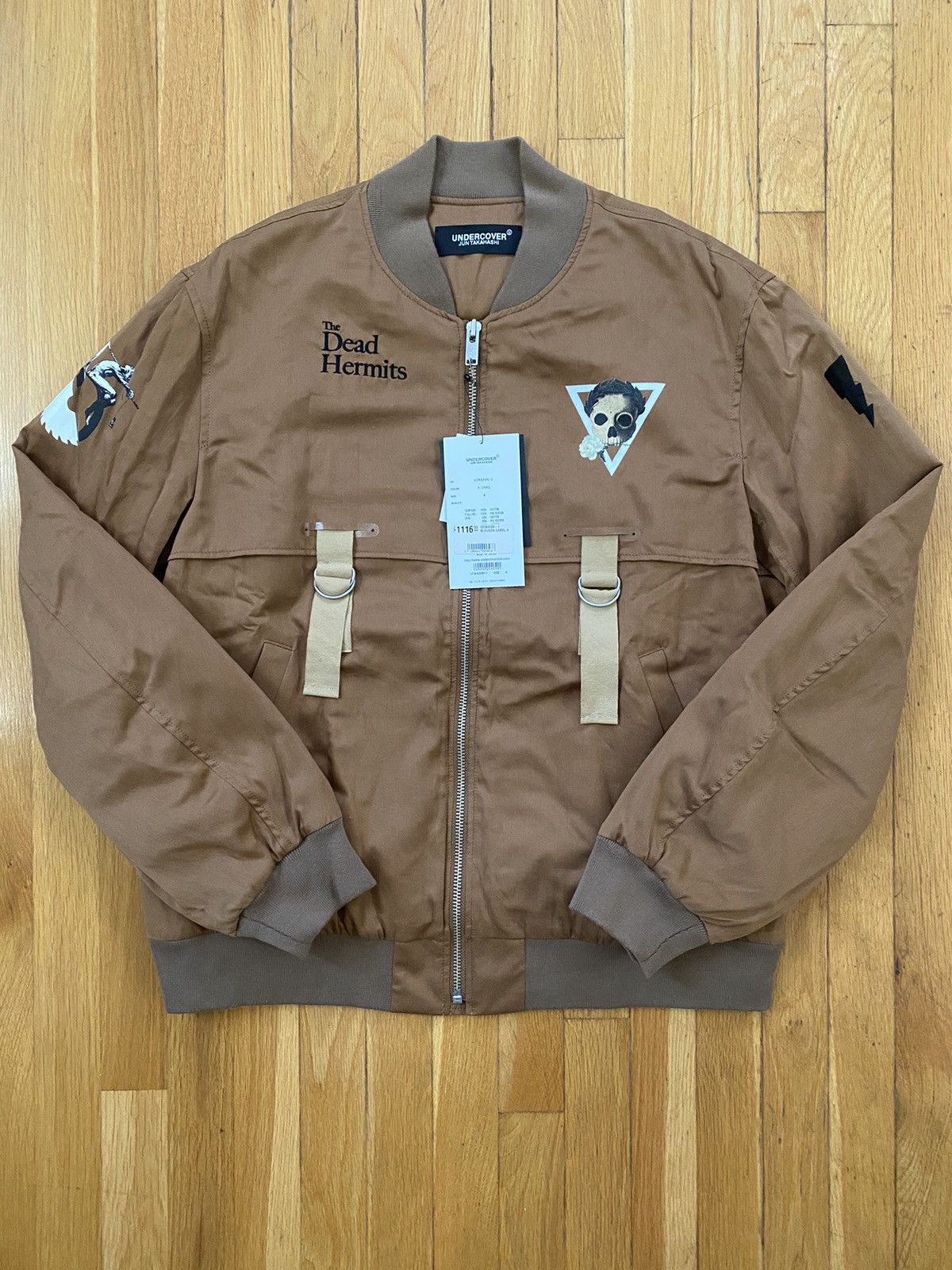 image of Undercover Ss19 Dead Hermits Bomber Jacket in Camel, Men's (Size XL)