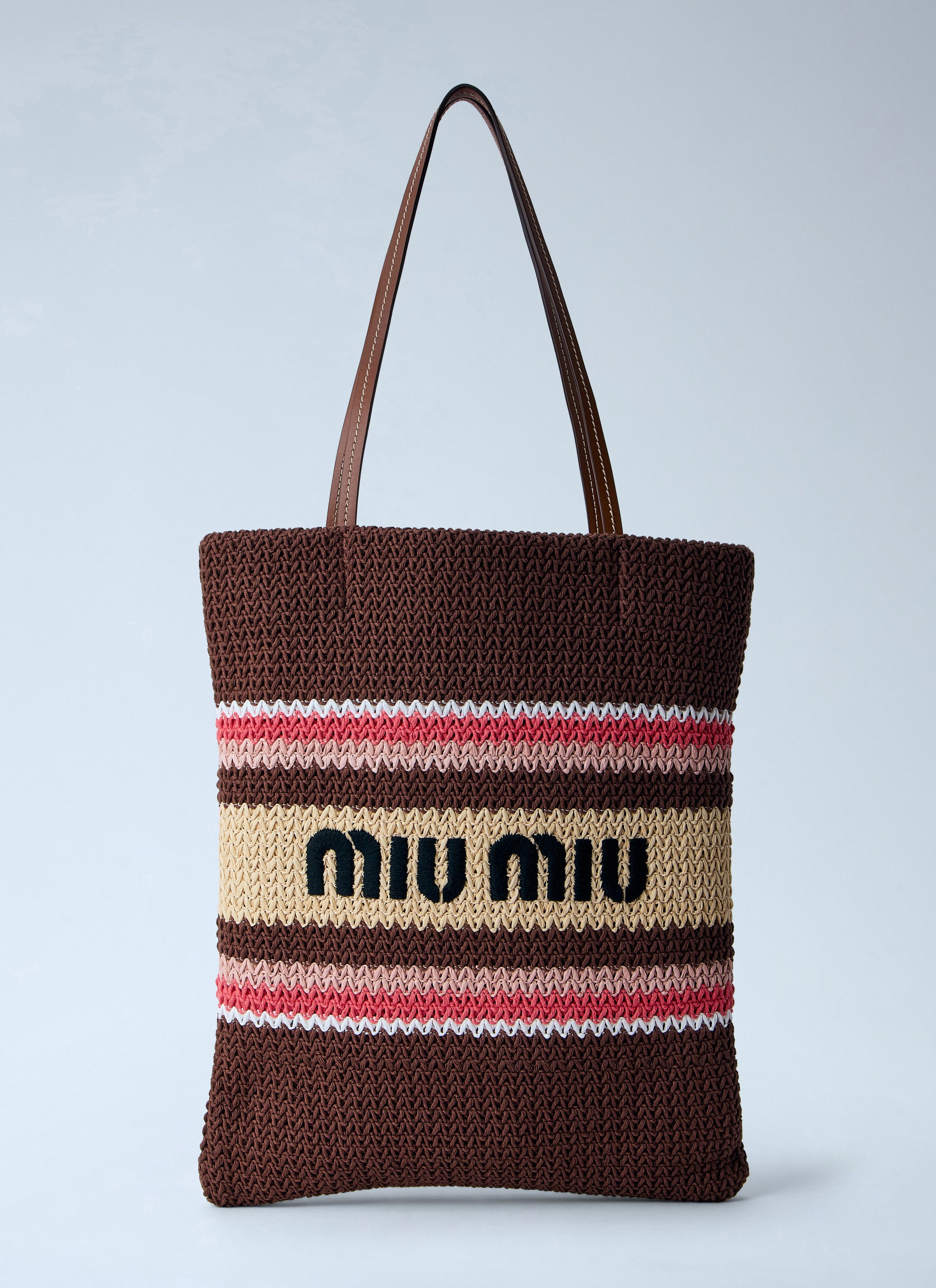 Miu Miu Raffia-Effect Woven Tote Bag Size ONE SIZE - 1 Thumbnail