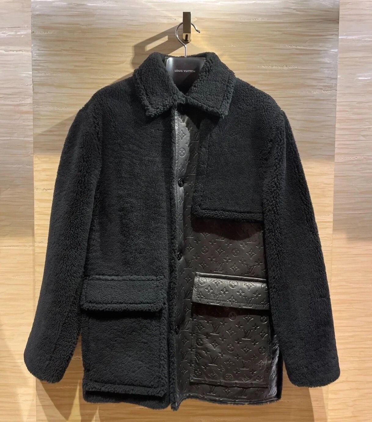Louis Vuitton Louis Vuitton Black Embossed Monogram Fur Coat Size US M / EU 48-50 / 2 - 1 Thumbnail