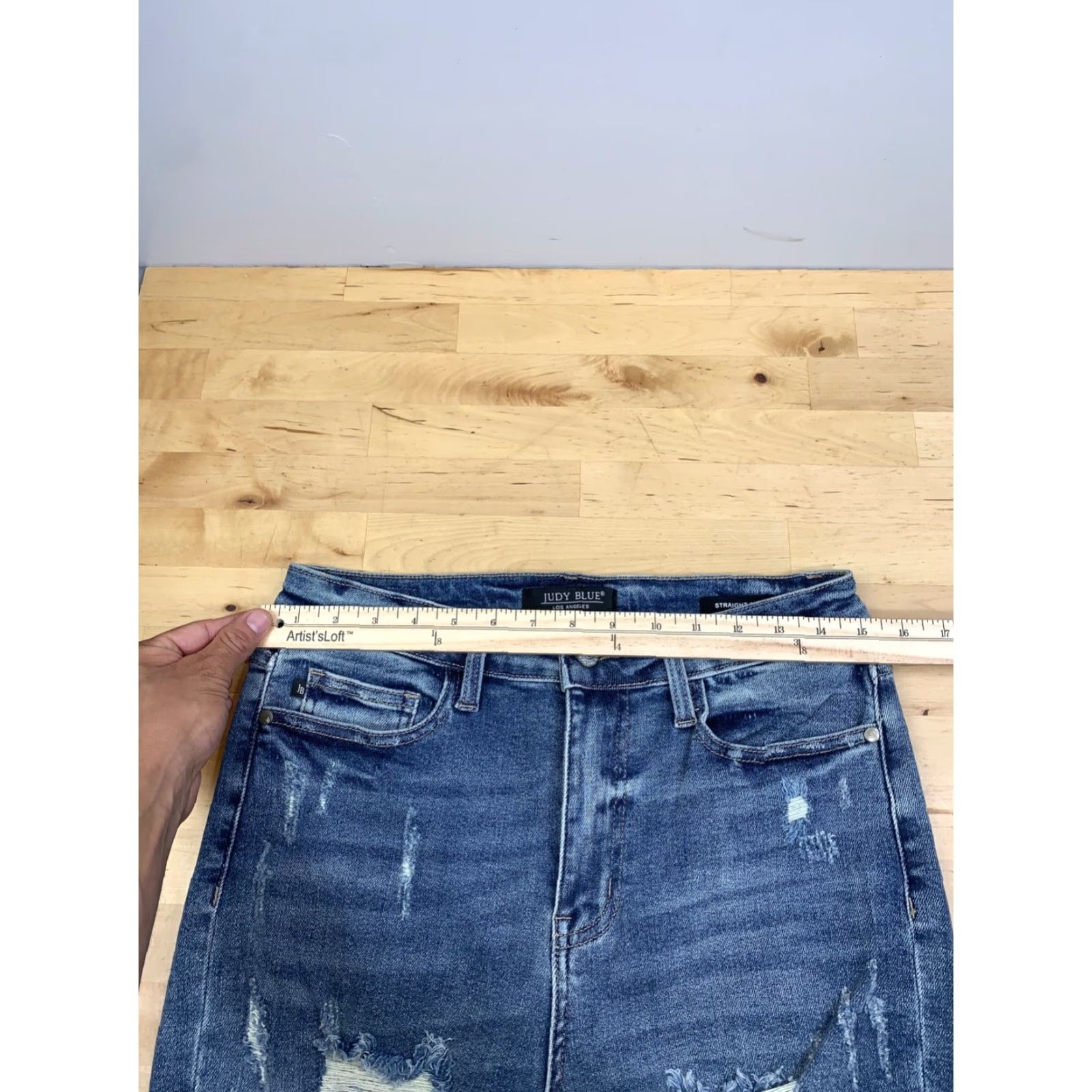 Vintage Judy Blue Jeans Womens 9 Straight Distressed 5-Pocket Blue Denim 29W 9 / 29 11934 Regular Pants Shirt? Size 30" / US 8 / IT 44 - 6 Thumbnail