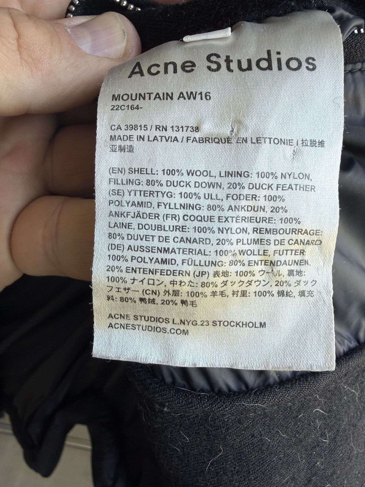 Acne Studios Acne Studios Mountain Jacket AW16 Down Puffer Black Wool 48 Size US M / EU 48-50 / 2 - 11 Thumbnail