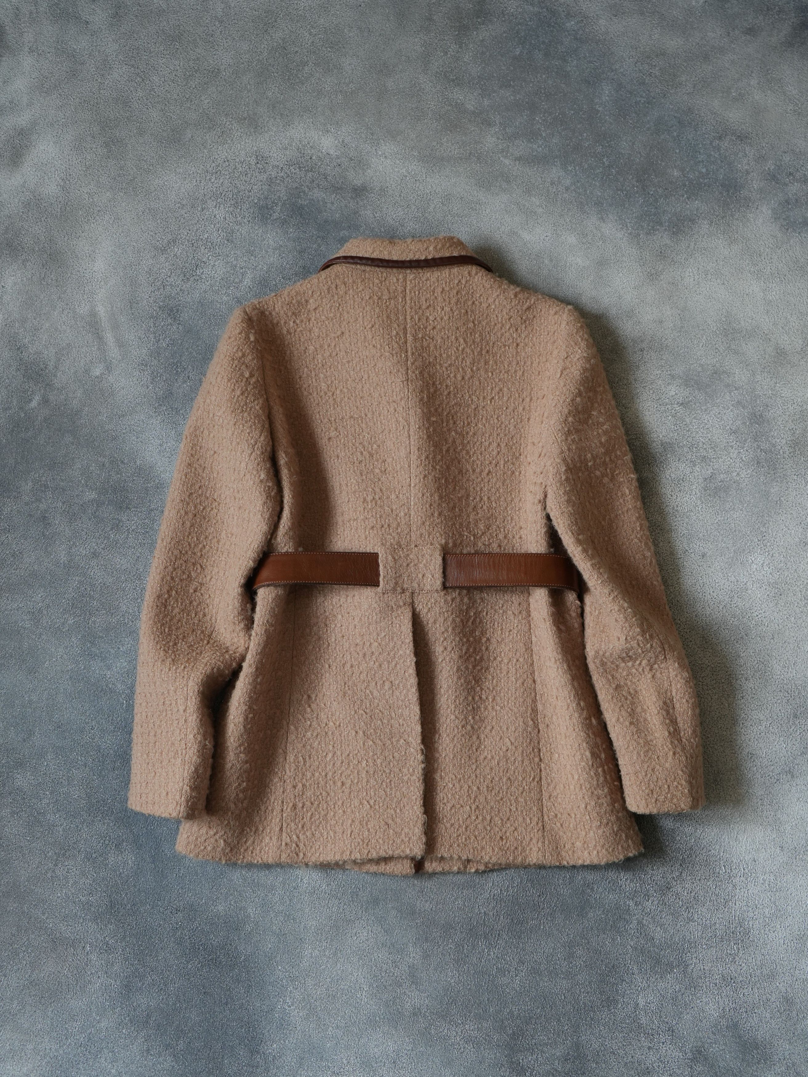 Prada F/W 1996 Prada Carolyn Bessette Kennedy Leather / Wool Coat Size L / US 10 / IT 46 - 13 Thumbnail