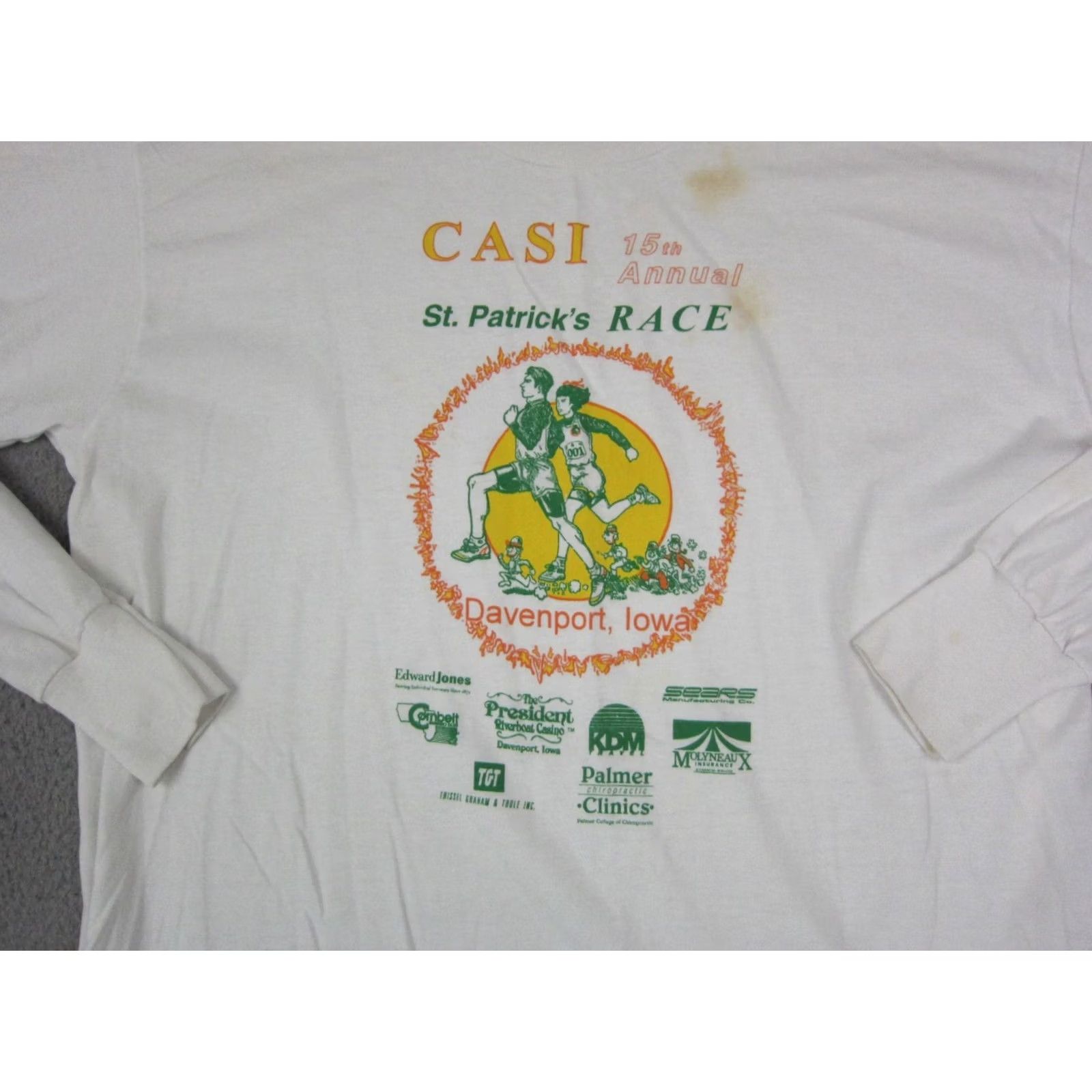 Casio VINTAGE Marathon Shirt Men Large L White CASI St Patricks Race Single Stitch 90s Size US L / EU 52-54 / 3 - 2 Thumbnail