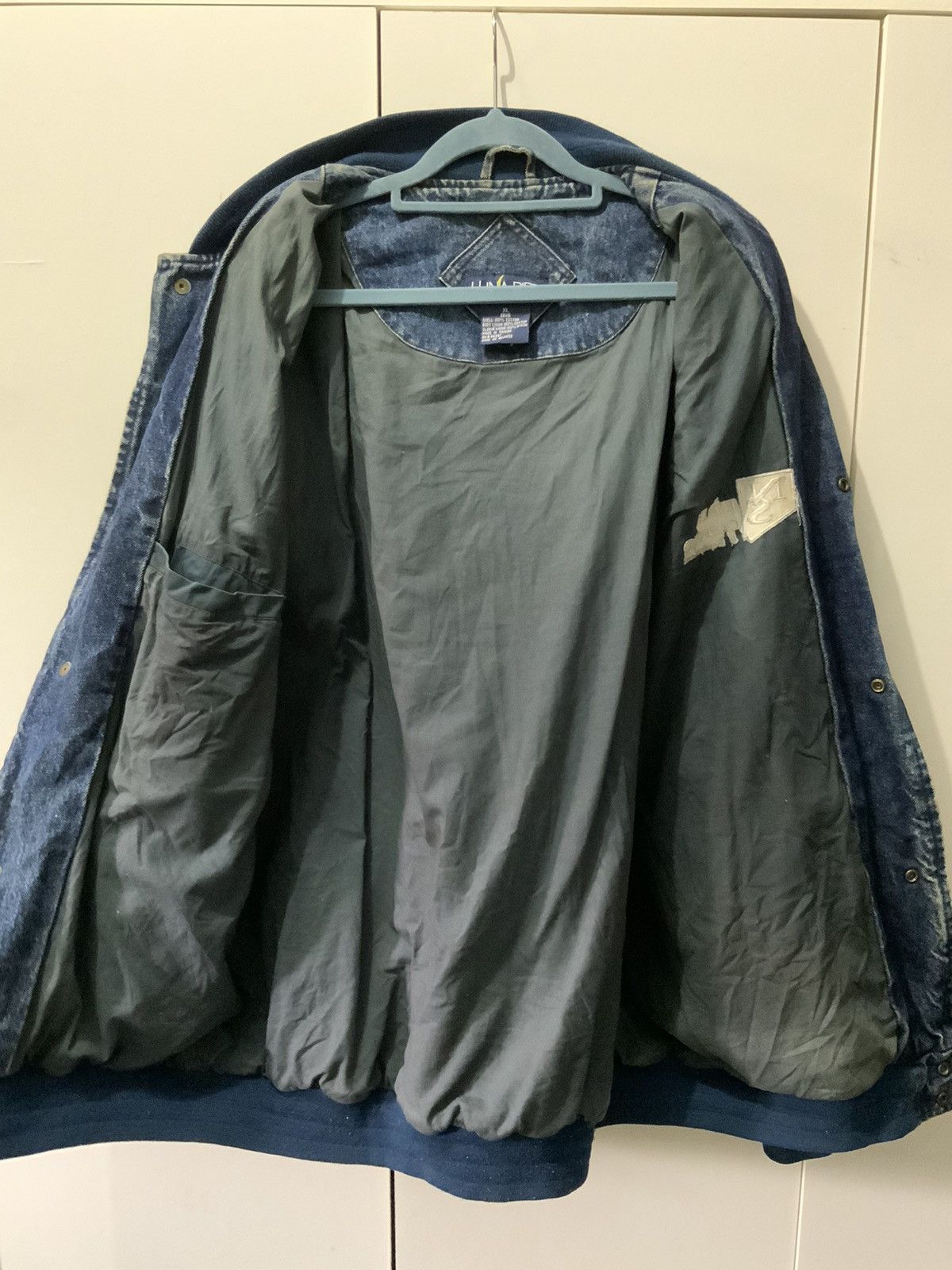 Japanese Brand Nevada Scaffold Denim Asid Light Wash Varsity Jacket Size ONE SIZE - 11 Thumbnail
