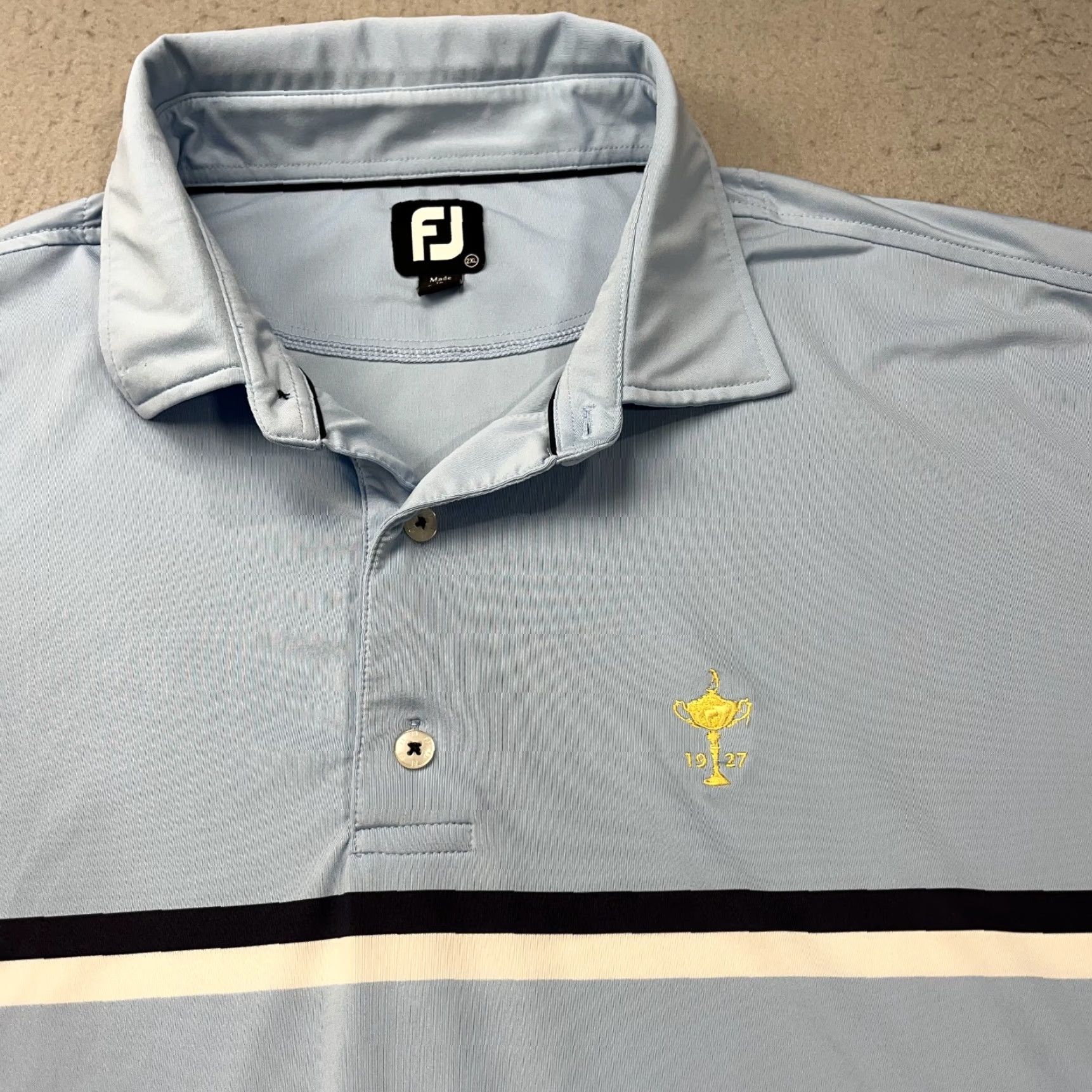 Footjoy FootJoy Polo Shirt Mens 2XL Blue Ryder Cup Logo Golf Performance FJ Polo Shirt Size US XXL / EU 58 / 5 - 2 Thumbnail