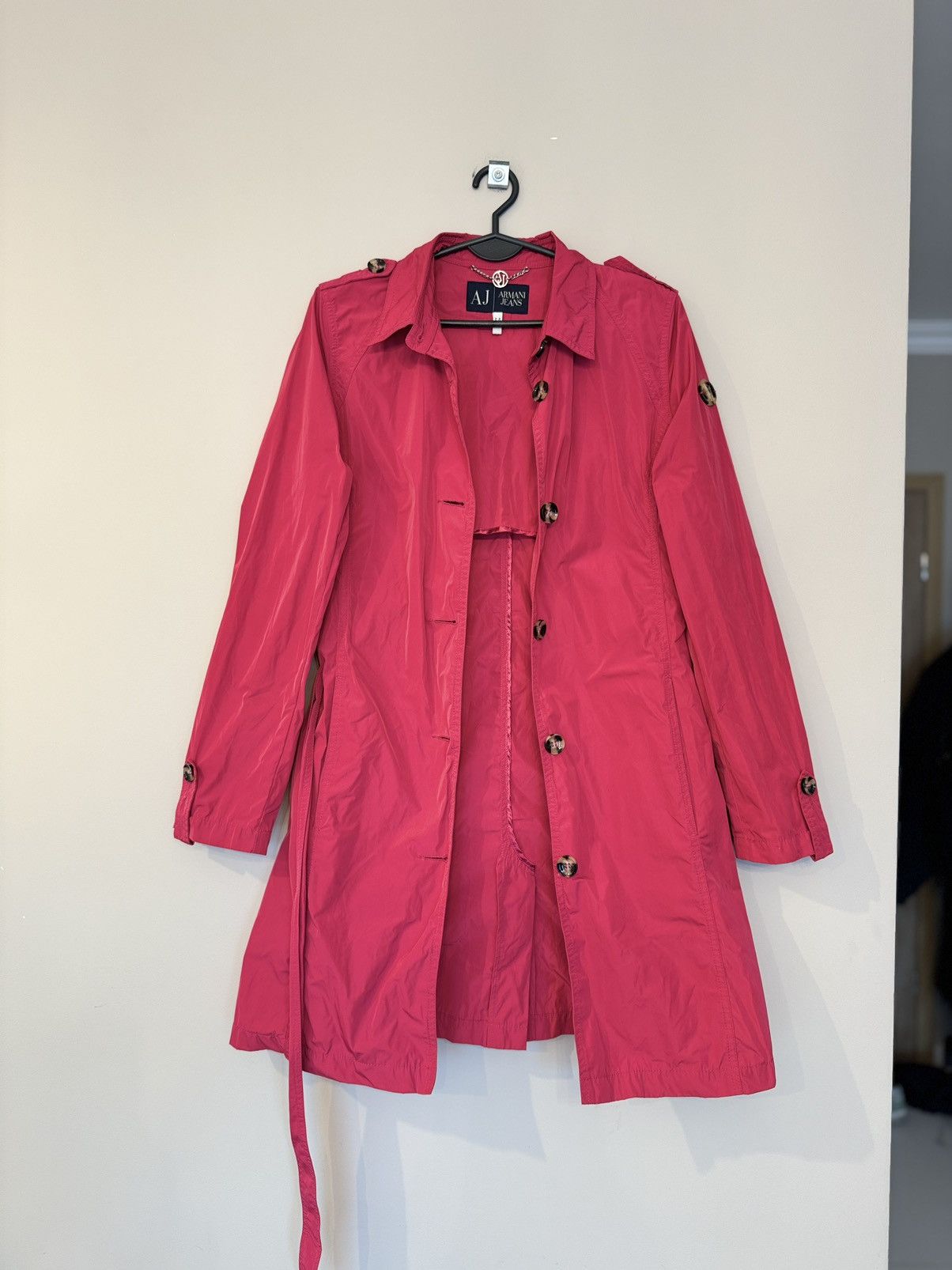 Armani Armani Jeans pink coat trench women rare vintage jacket Size M / US 6-8 / IT 42-44 - 1 Thumbnail