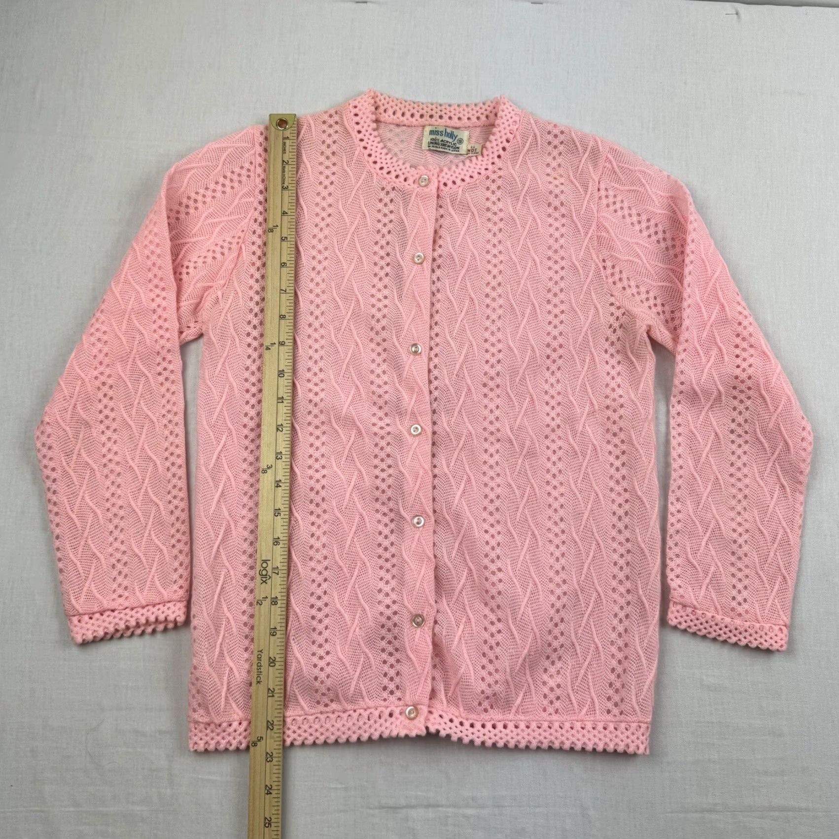 Vintage VINTAGE Miss Holly Cardigan Shirt 1960s Pink Small L Lace 60s Decade Cottage Core Womens Size L / US 10 / IT 46 - 4 Thumbnail