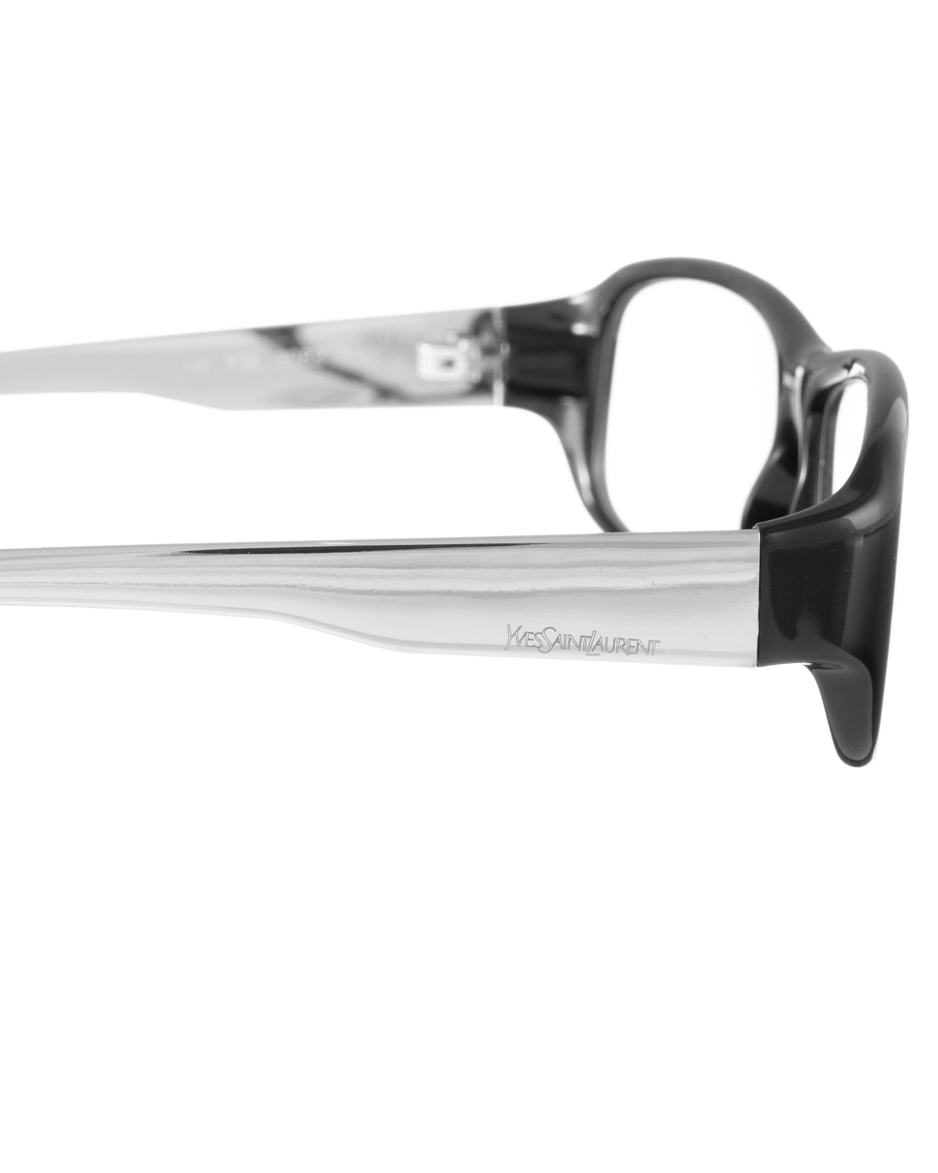 Yves Saint Laurent Yves Saint Laurent 00s Black and Silver Rectangular Glasses Size ONE SIZE - 2 Thumbnail