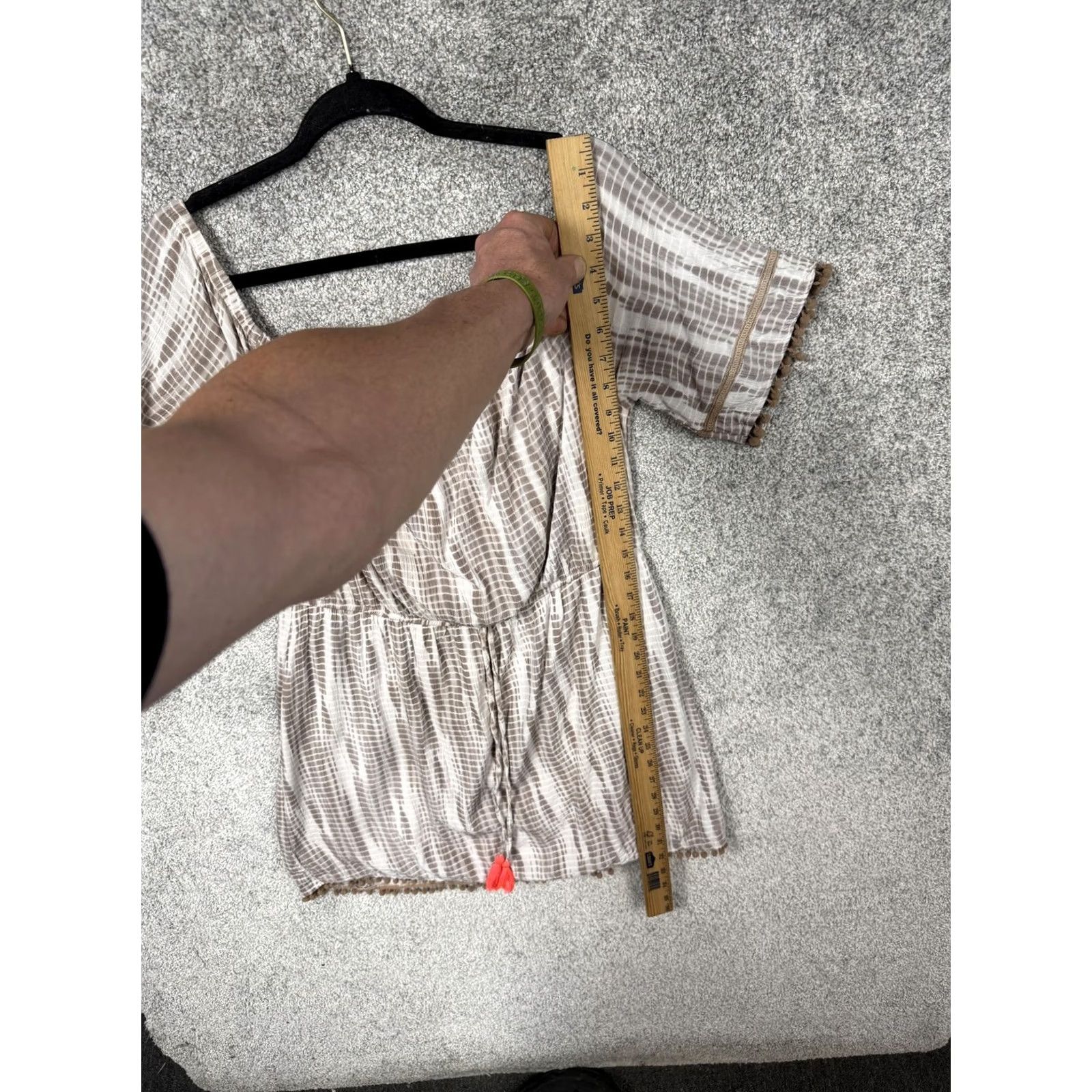 Vintage Dizzy Lizzy Sundress L Beige Geometric Short Sundress Tassel Trim Boho Beach Vacation Resortwear Womens/Adult L Size L / US 10 / IT 46 - 2 Thumbnail