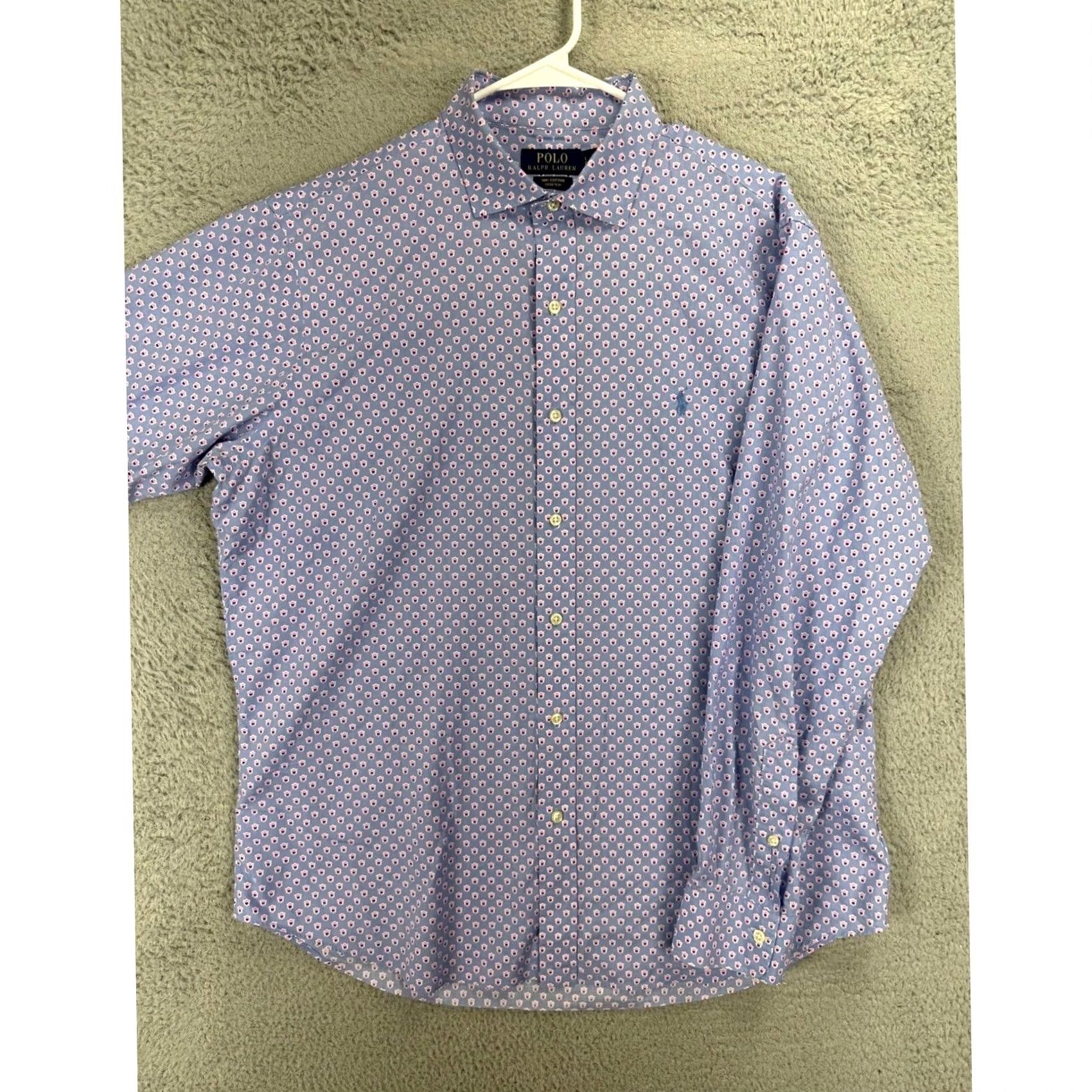 Polo Ralph Lauren Polo Ralph Lauren Button Up Shirt Mens Large Purple Geometric Stretch Pony Size US L / EU 52-54 / 3 - 2 Thumbnail
