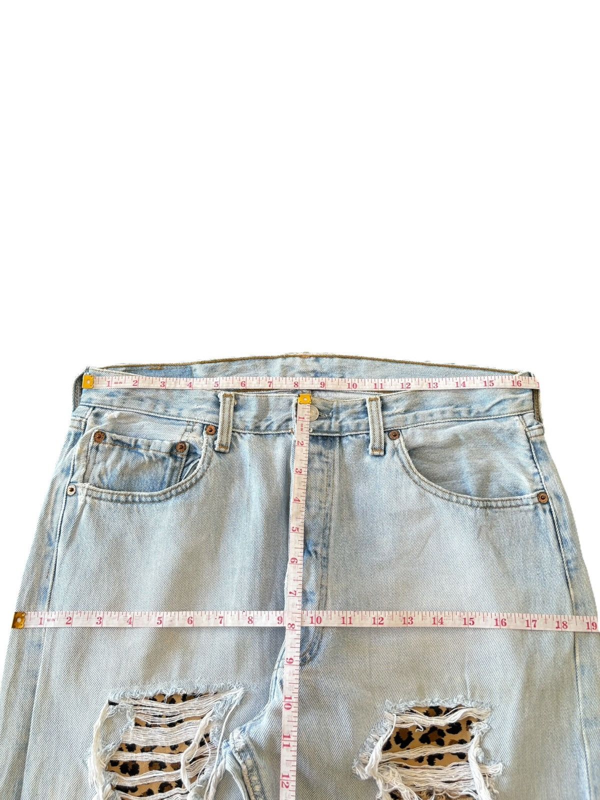 Levi's Vintage 90s Levis 501 Leopard Patched Distress Loose Jeans Size 33" - 7 Thumbnail