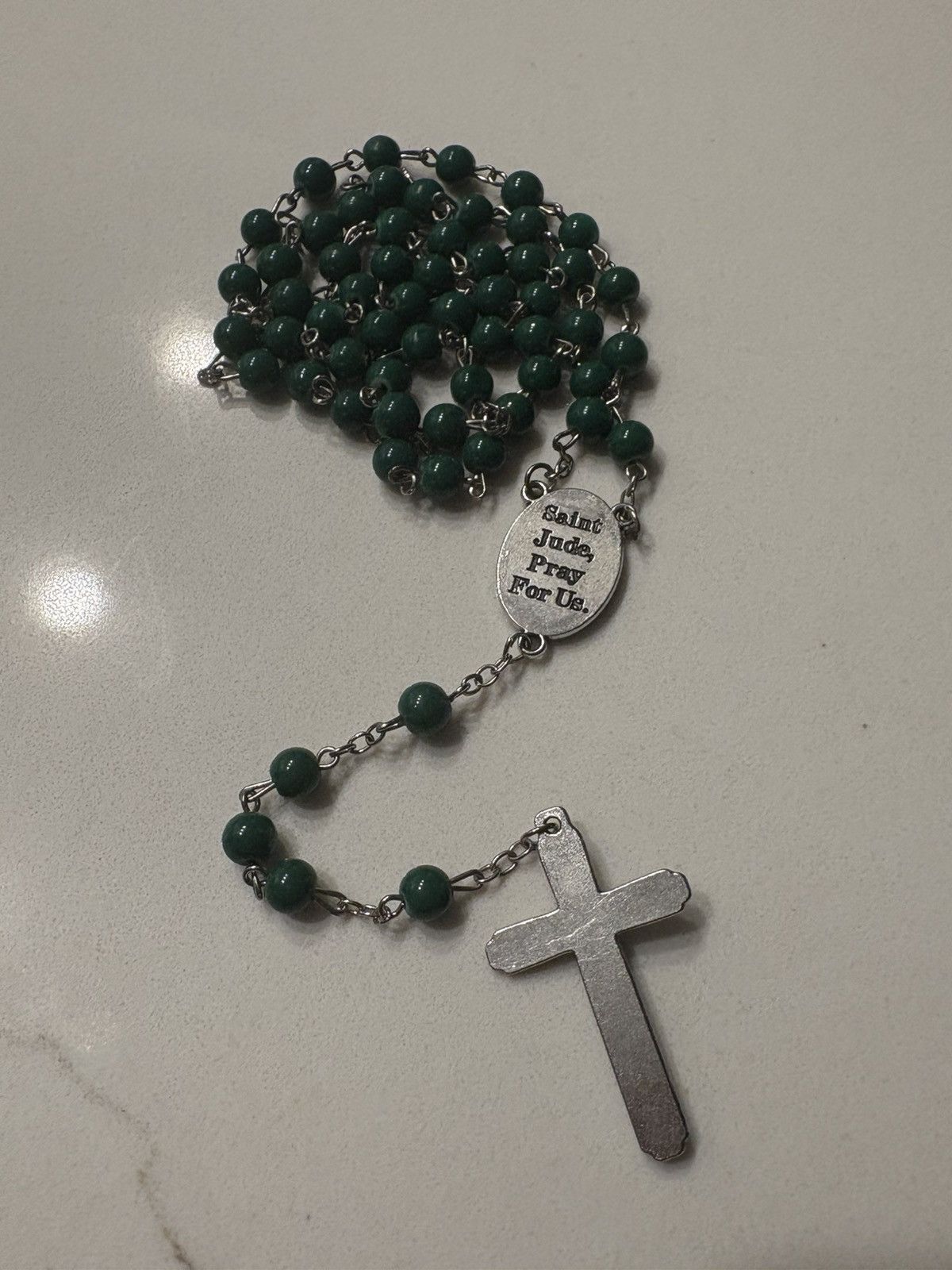 Japanese Brand Vintage Emerald green Saint Jude rosary Size 36 - 1 Thumbnail