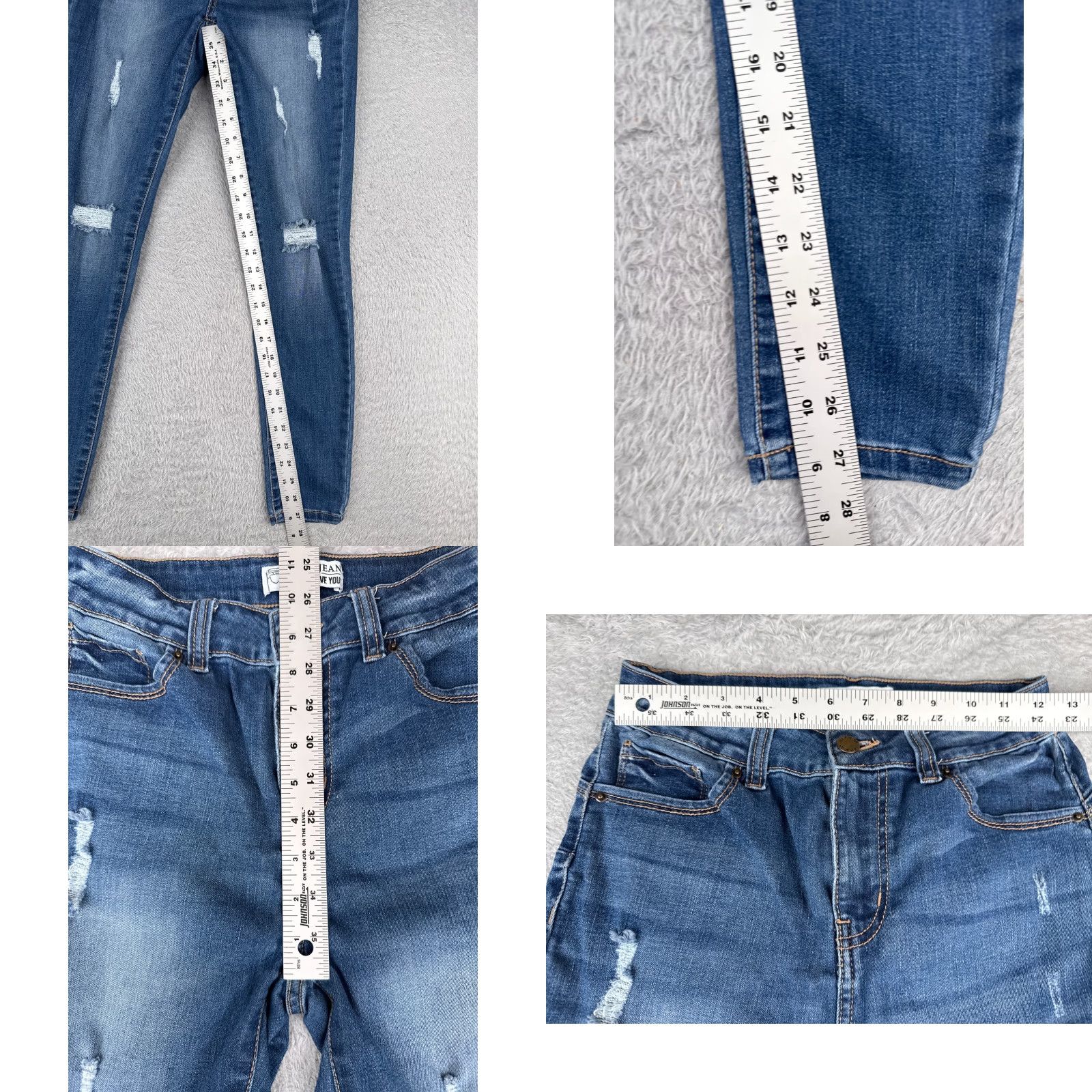 Vintage Wax Jeans Juniors Blue Denim Skinny Mid Rise 25x28 Womens Jeans 3 Distressed Pockets 5-Pocket Design Cotton Blend Cotton Size 26" / US 2 / IT 38 - 8 Thumbnail