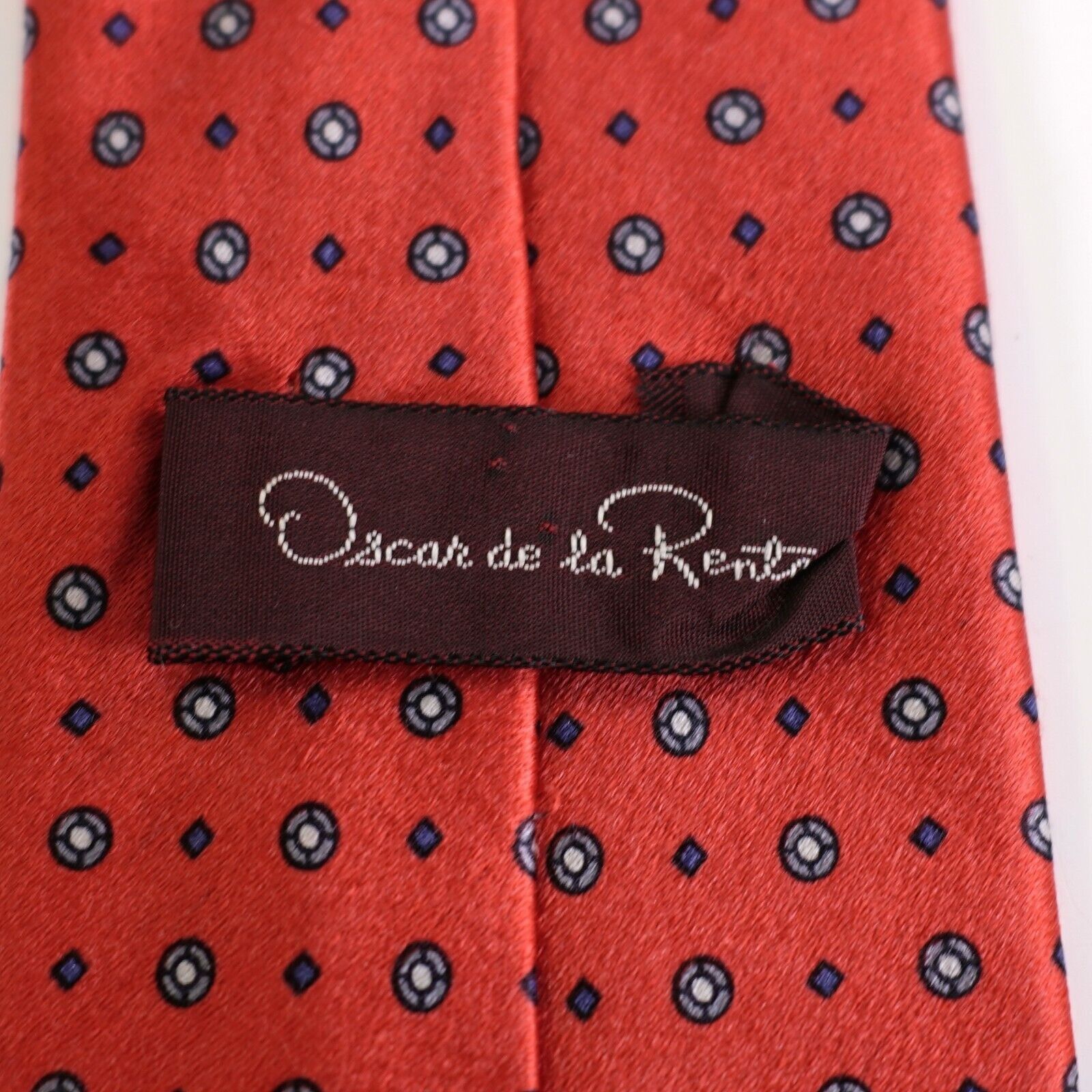 Oscar De La Renta Oscar De La Renta Red Geometric Print Short Silk Tie Size ONE SIZE - 3 Thumbnail