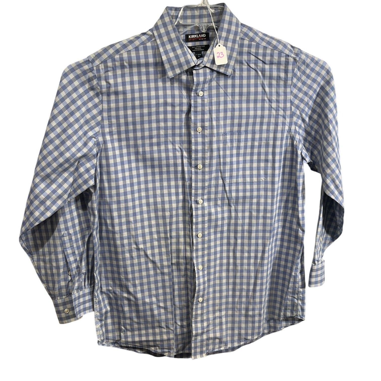 Other Kirkland Signature Tailored Fit Non-Iron Blue/White Checker Size US XL / EU 56 / 4 - 6 Thumbnail