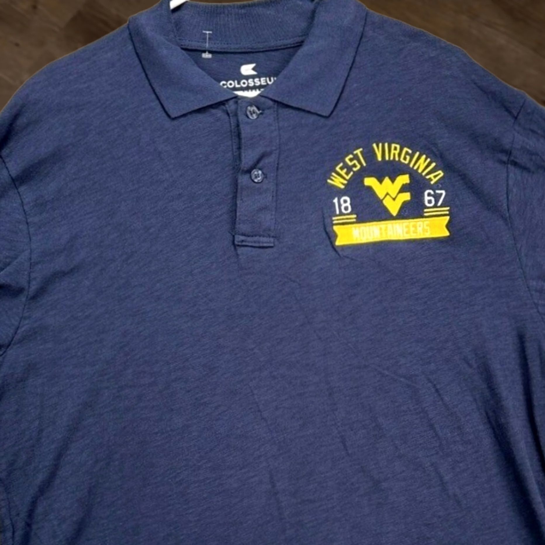 Vintage VINTAGE West Virginia Mountaineers Polo Shirt Mens L Navy Blue Colosseum Polo Shirt Size US L / EU 52-54 / 3 - 1 Thumbnail