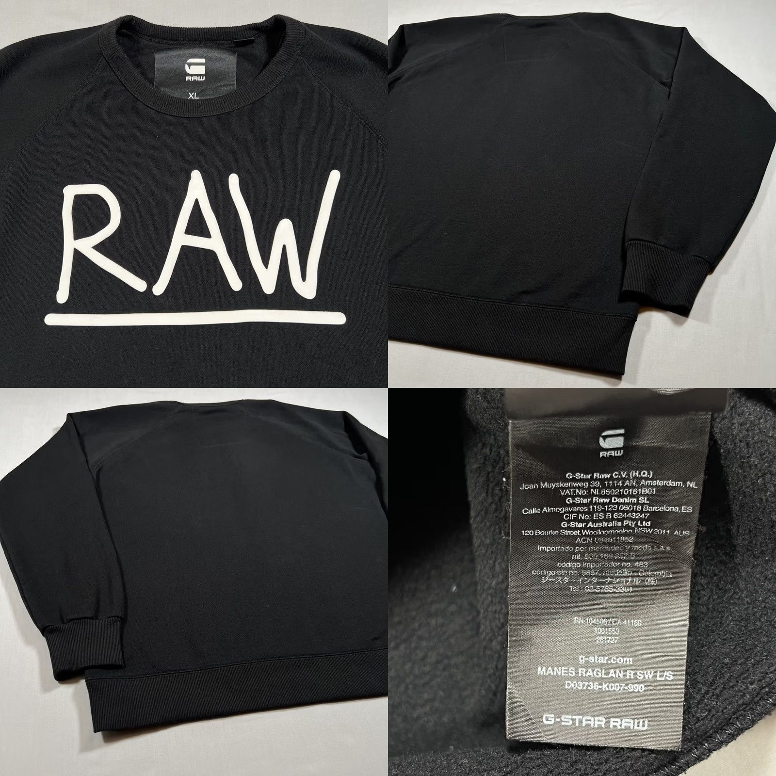 Vintage G-Star RAW Mens XL Black Logo Pullover Sweatshirt Size US XL / EU 56 / 4 - 8 Thumbnail