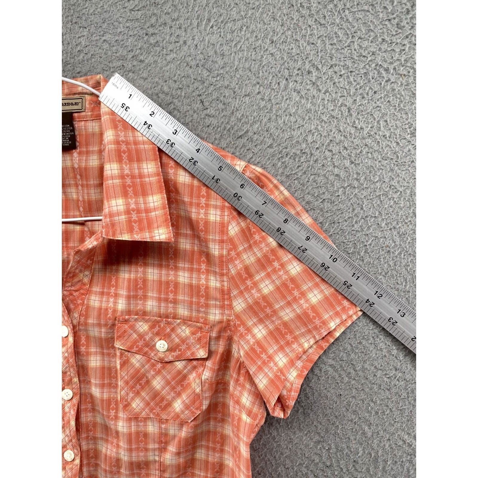 Vintage Bit & Bridle Orange Plaid Button Front Elastic Back Top Blouse Size S Short Sleeve Casual Shirt Women Size S / US 4 / IT 40 - 4 Thumbnail