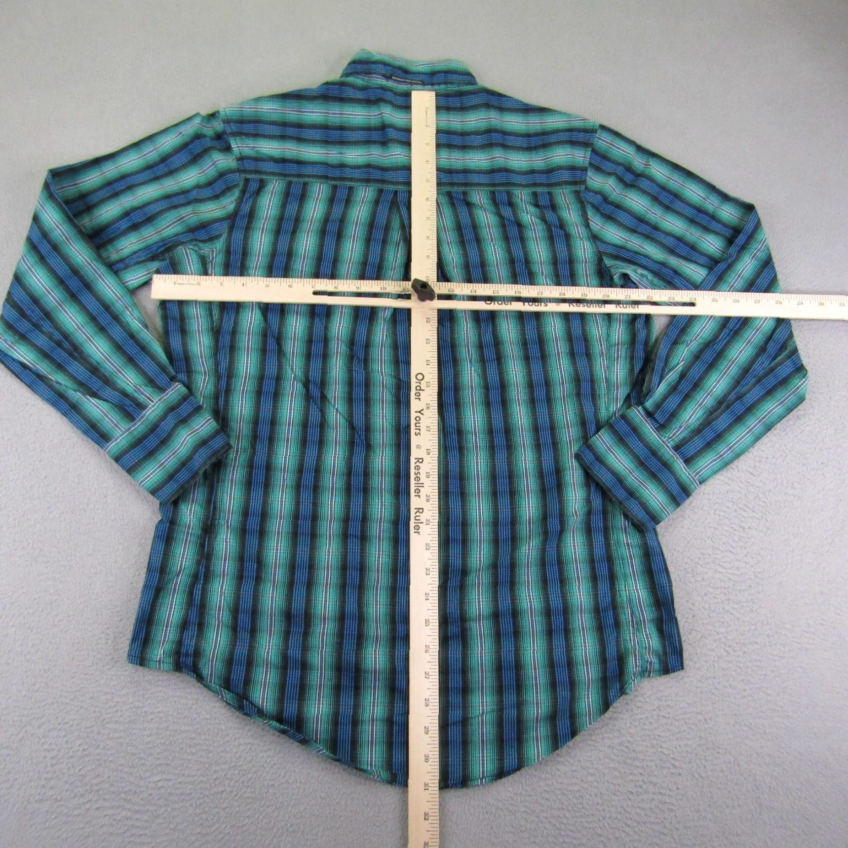 Wrangler VINTAGE Wrangler Men's Shirt Medium Blue Green Plaid Western Cowgirl Cowboy 90s Button Up Size US M / EU 48-50 / 2 - 5 Thumbnail