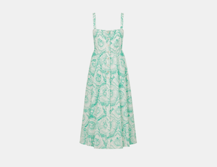 Dior o1w1db10925 441D57 Mid-Length Dress in White/Aquamarina Size S / US 4 / IT 40 - 1 Thumbnail