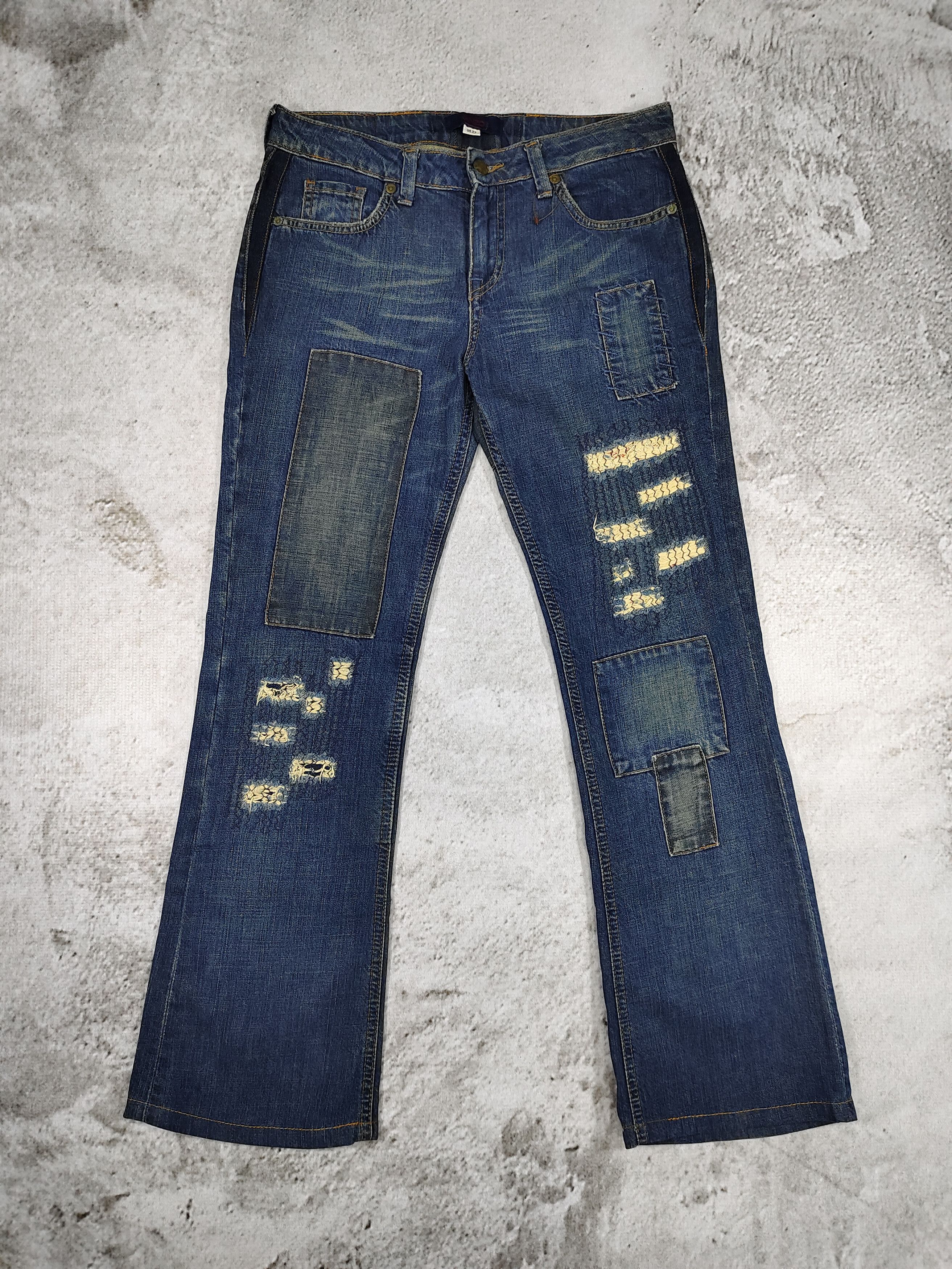 Kenzo 90s Kenzo- Grunge Patchwork Distressed Flared Denim Jeans Size 30" / US 8 / IT 44 - 1 Thumbnail