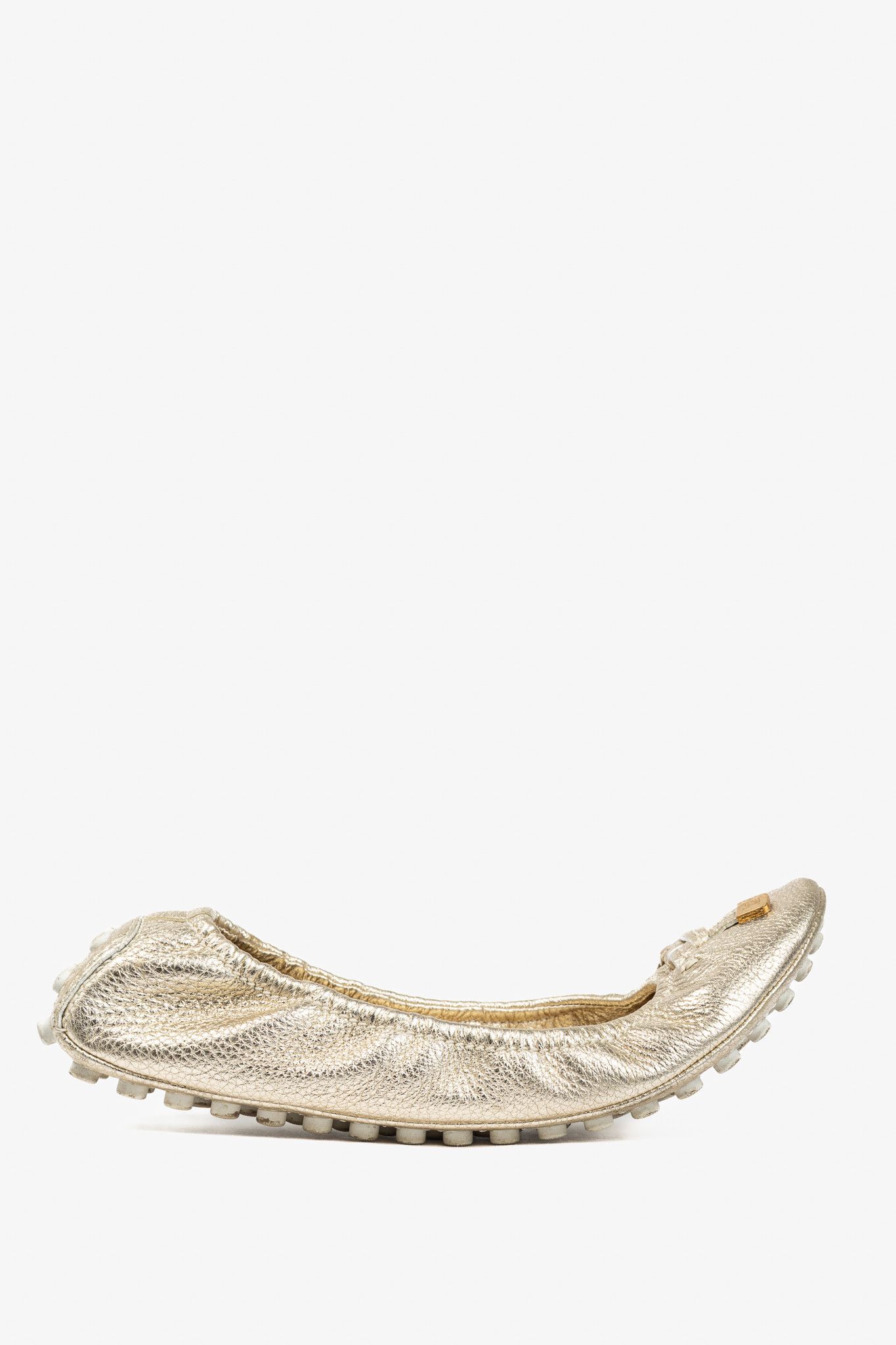 Louis Vuitton Louis Vuitton Lemon Metallic Pebbled Leather Bow Flats Size US 8.5 / IT 38.5 - 2 Thumbnail