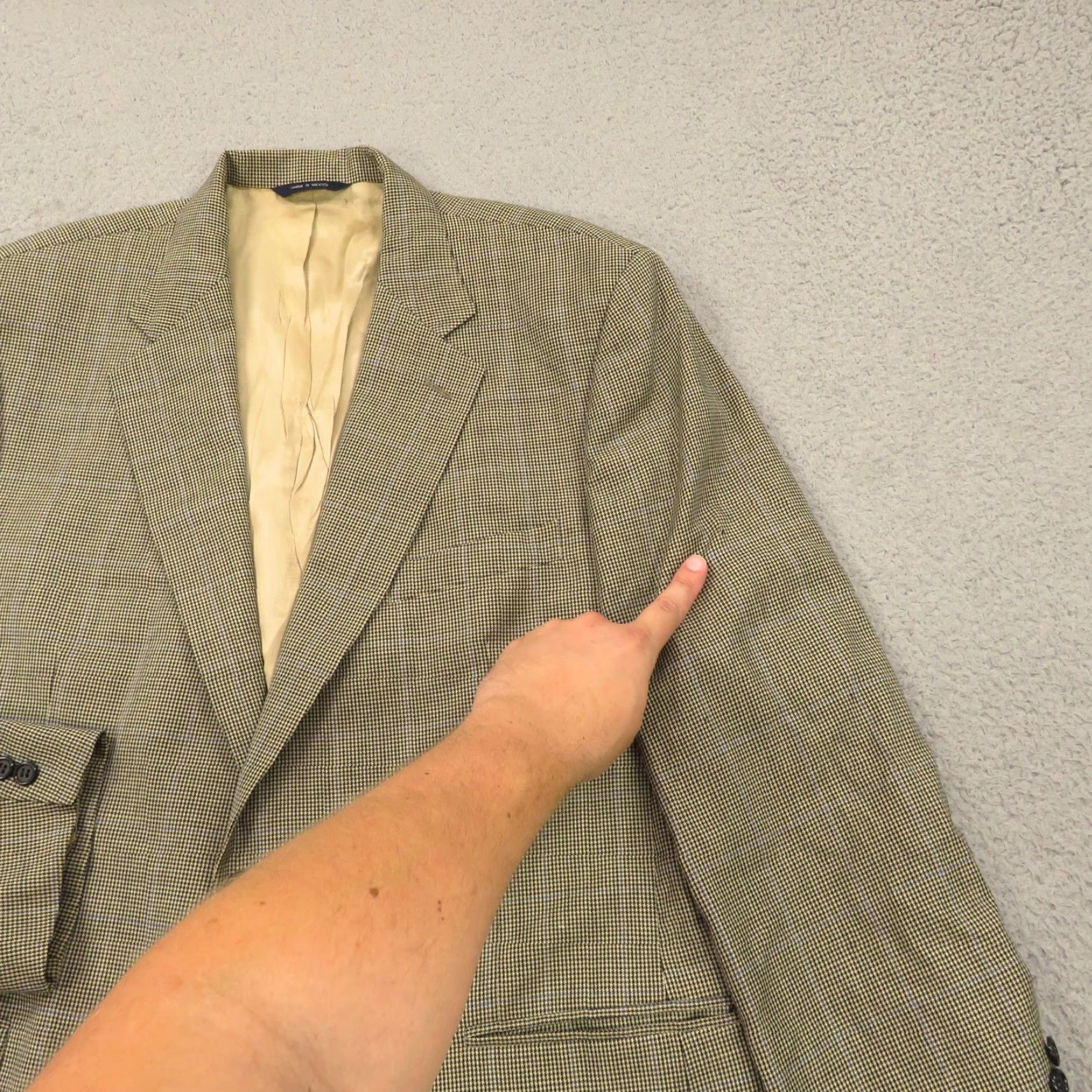 Brooks Brothers Brooks Brothers Blazer Sport Coat Jacket 44R Wool Cashmere Houndstooth Men Vintage Geometric Classic College Preppy USA Fashion Mens Size 44R - 5 Thumbnail