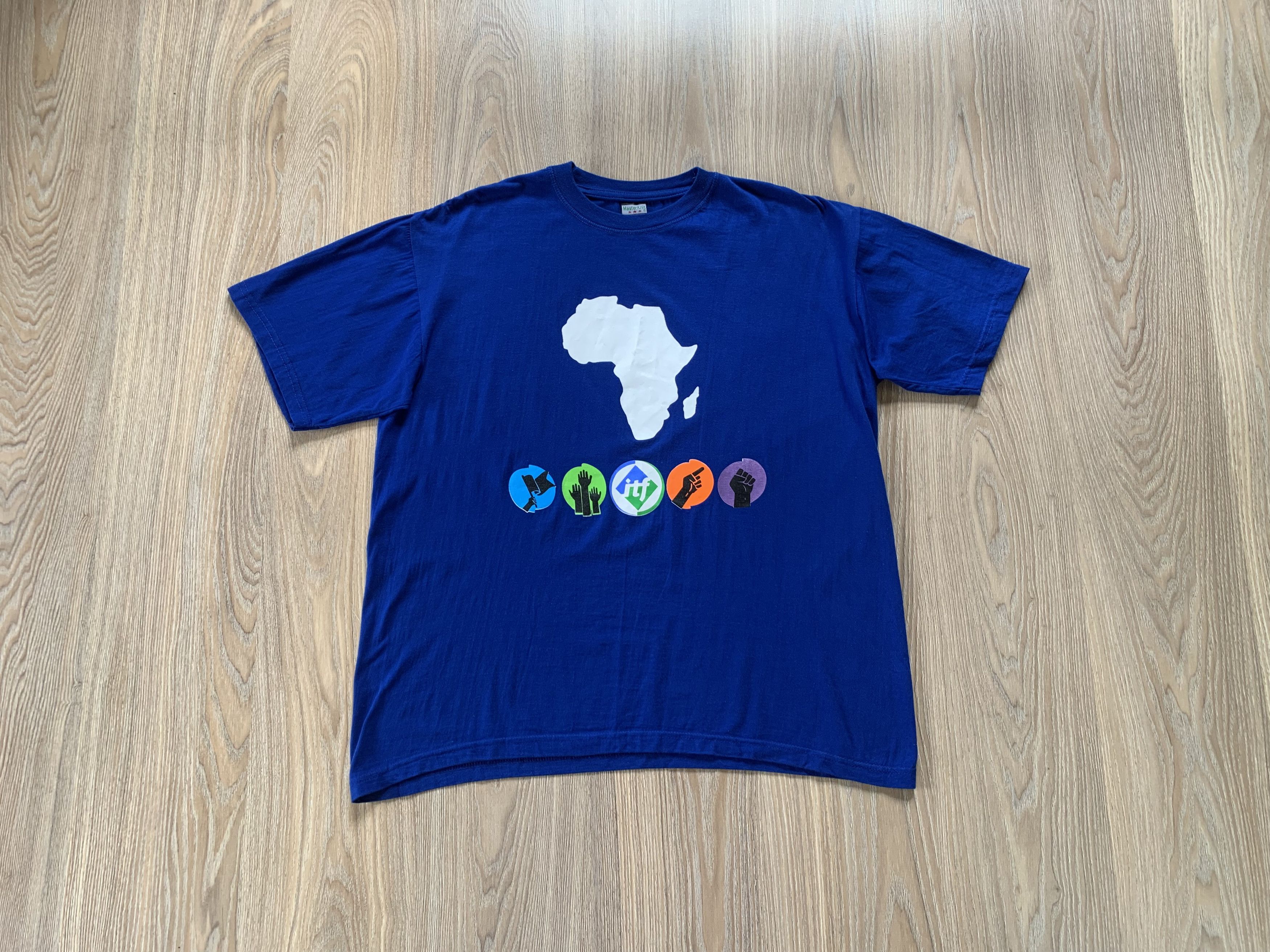 Designer MasterKnit Vintage Africa Blue Printed T-Shirt Size US XXL / EU 58 / 5 - 1 Thumbnail