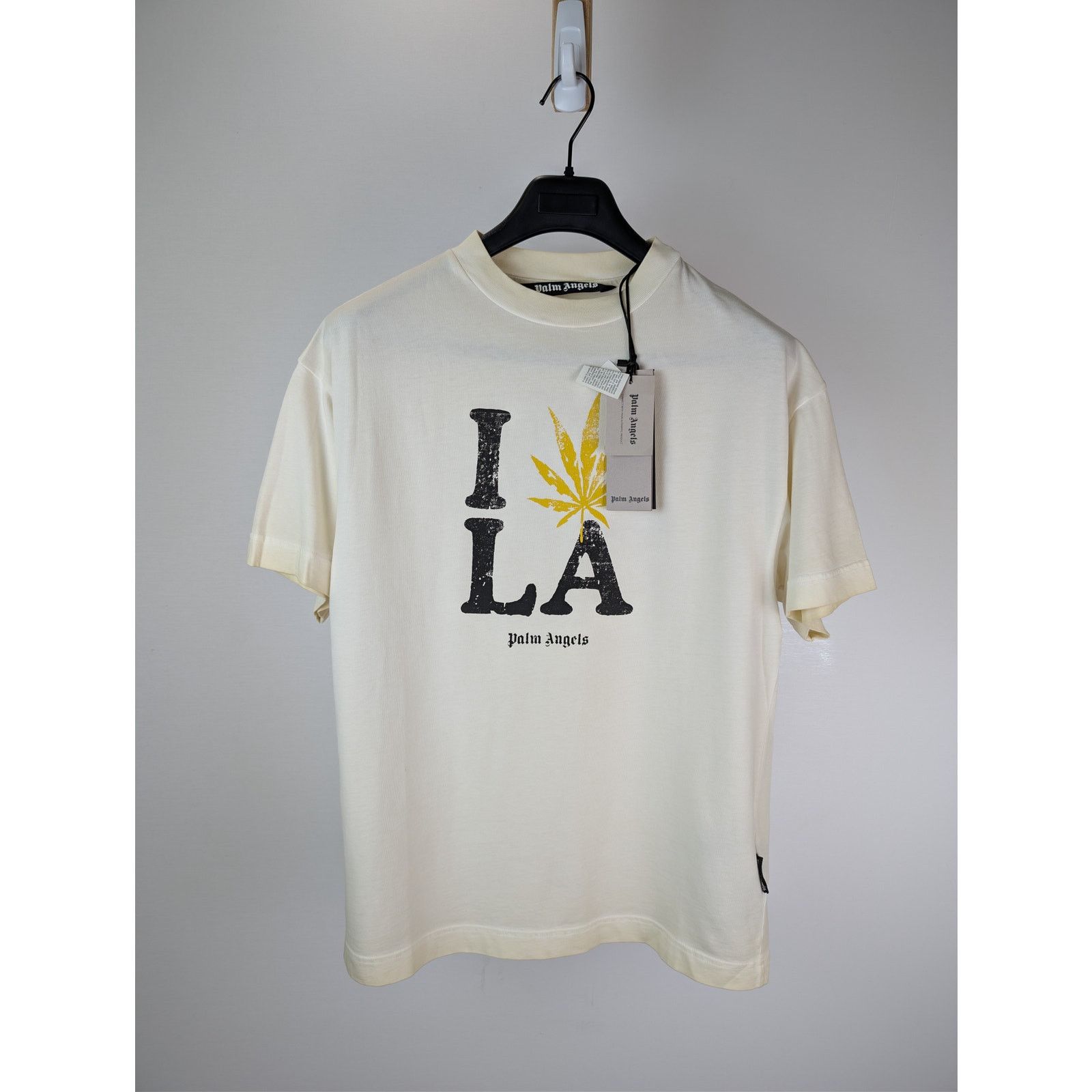 Palm Angels o1rshd1 Double Oversized LA T-Shirt in Off White / Yellow Size US XXL / EU 58 / 5 - 1 Thumbnail