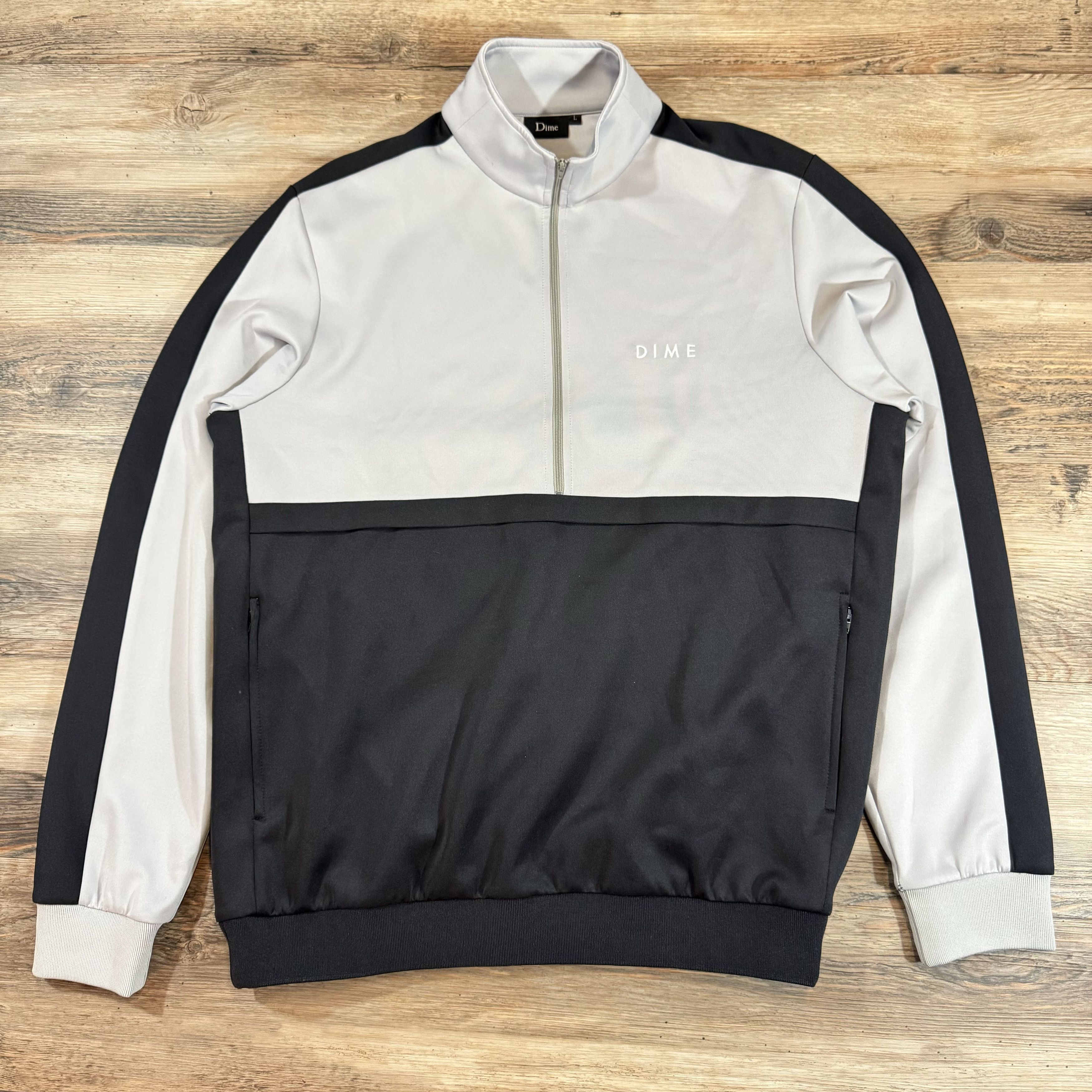 Dime × Streetwear DIME Half Zip Gray Black Track Jacket Pullover 