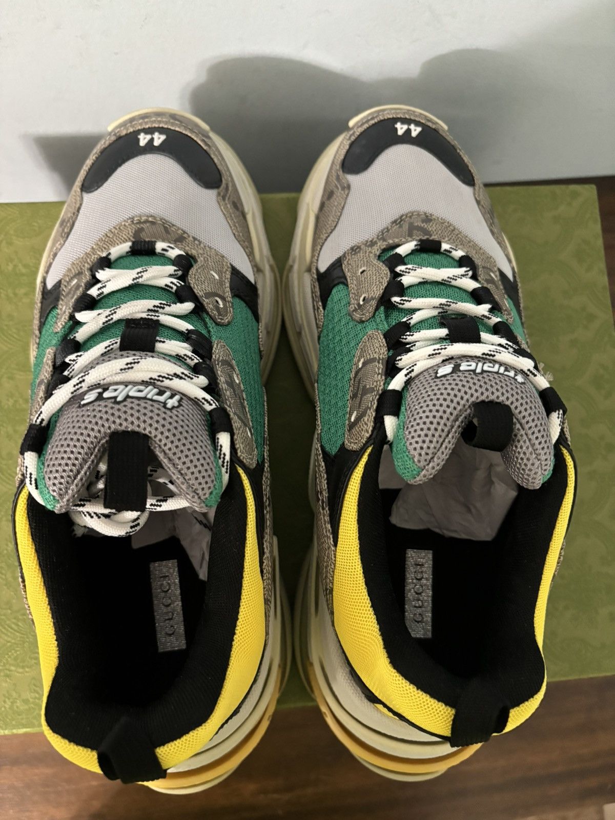 Balenciaga × Gucci Gucci Balenciaga The Hacker Project Triple S Green Yellow Size US 11 / EU 44 - 8 Thumbnail