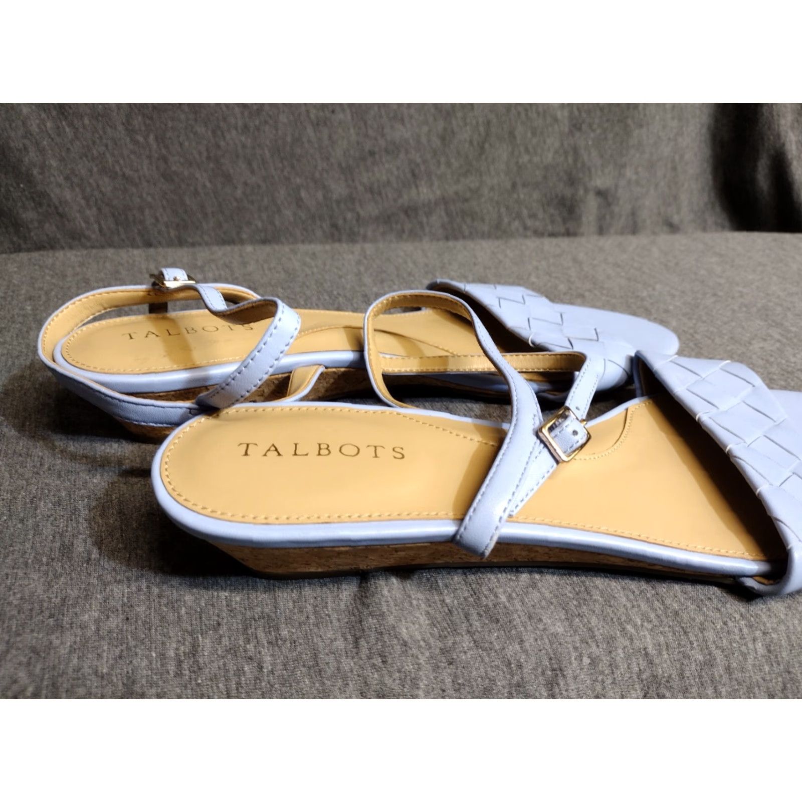 Talbots TALBOTS Capri Woven Nappa Sandals Blu Sky 10M Capri Woven Sandal Women Sky Blue Buckle Adjustable Leather Cuban Heel Shoes Size US 8 / IT 38 - 3 Thumbnail