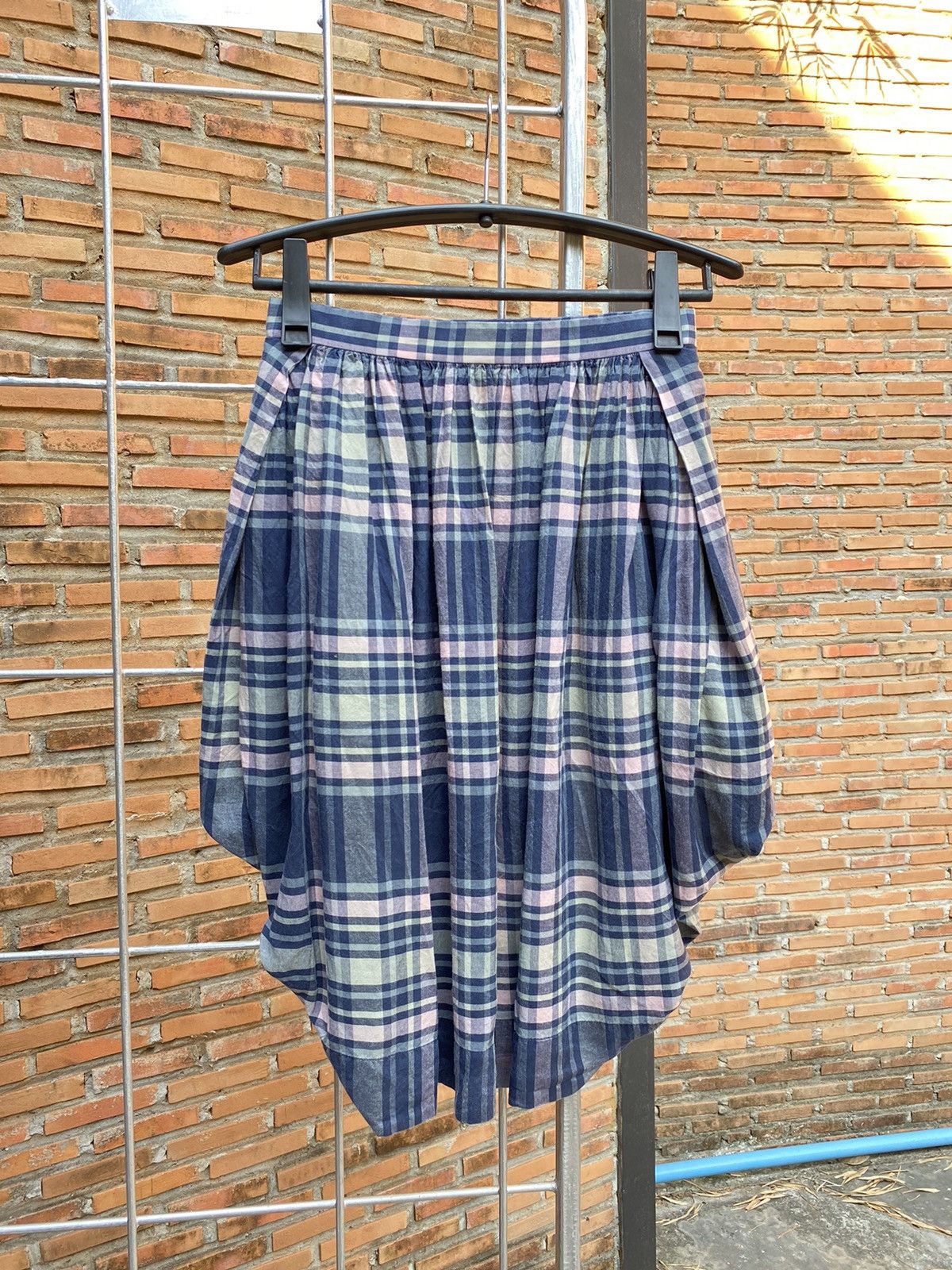 image of Vivienne Westwood Tartan Drape Skirt in Blue, Women's (Size 26)