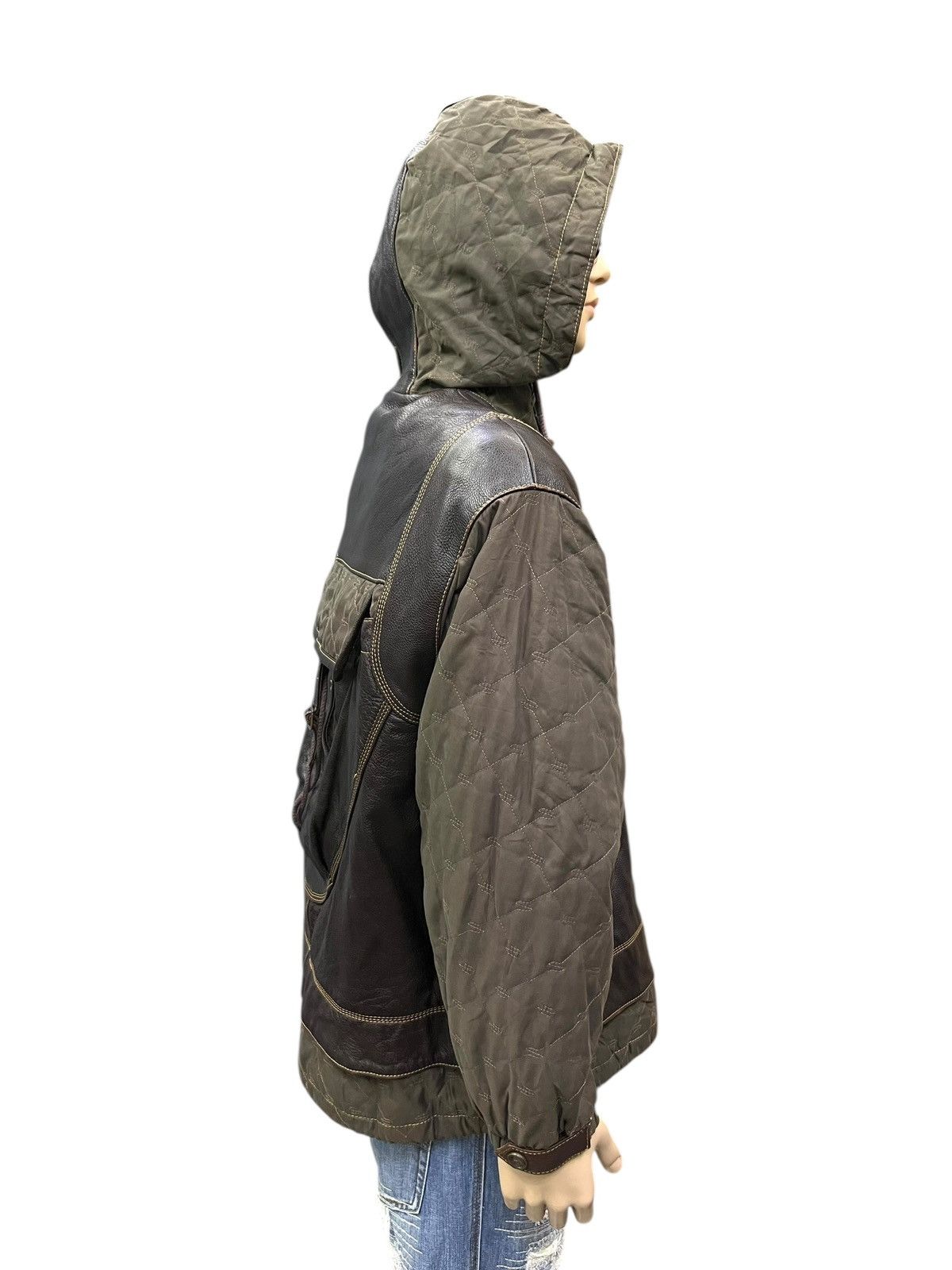 Vintage VIANUOVA Insane Rare Hybrid Leather Kangaroo Pocket Jacket Size US M / EU 48-50 / 2 - 6 Thumbnail