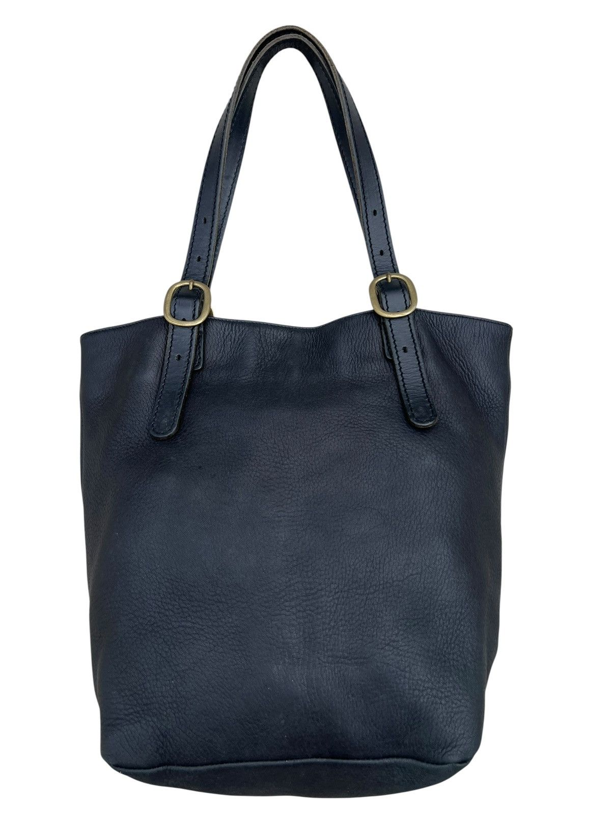 Leather Slow Motion Japan Patina Black Leather Tote Bag Size ONE SIZE - 10 Thumbnail