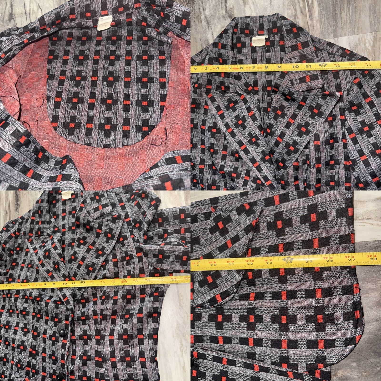 Vintage VINTAGE Blazer Jacket Women’s 15/16 Gray Black Red Polyester 2 Button Design Womens Size XL / US 12-14 / IT 48-50 - 8 Thumbnail
