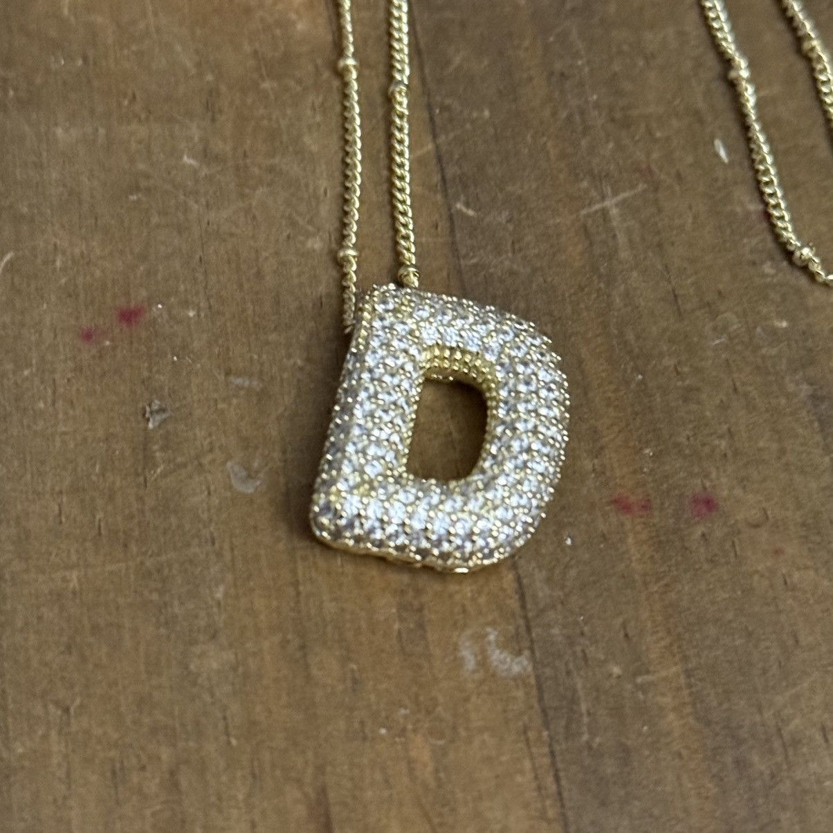Other Gold tone puffy pave initial letter D pendant necklace Size ONE SIZE - 4 Thumbnail